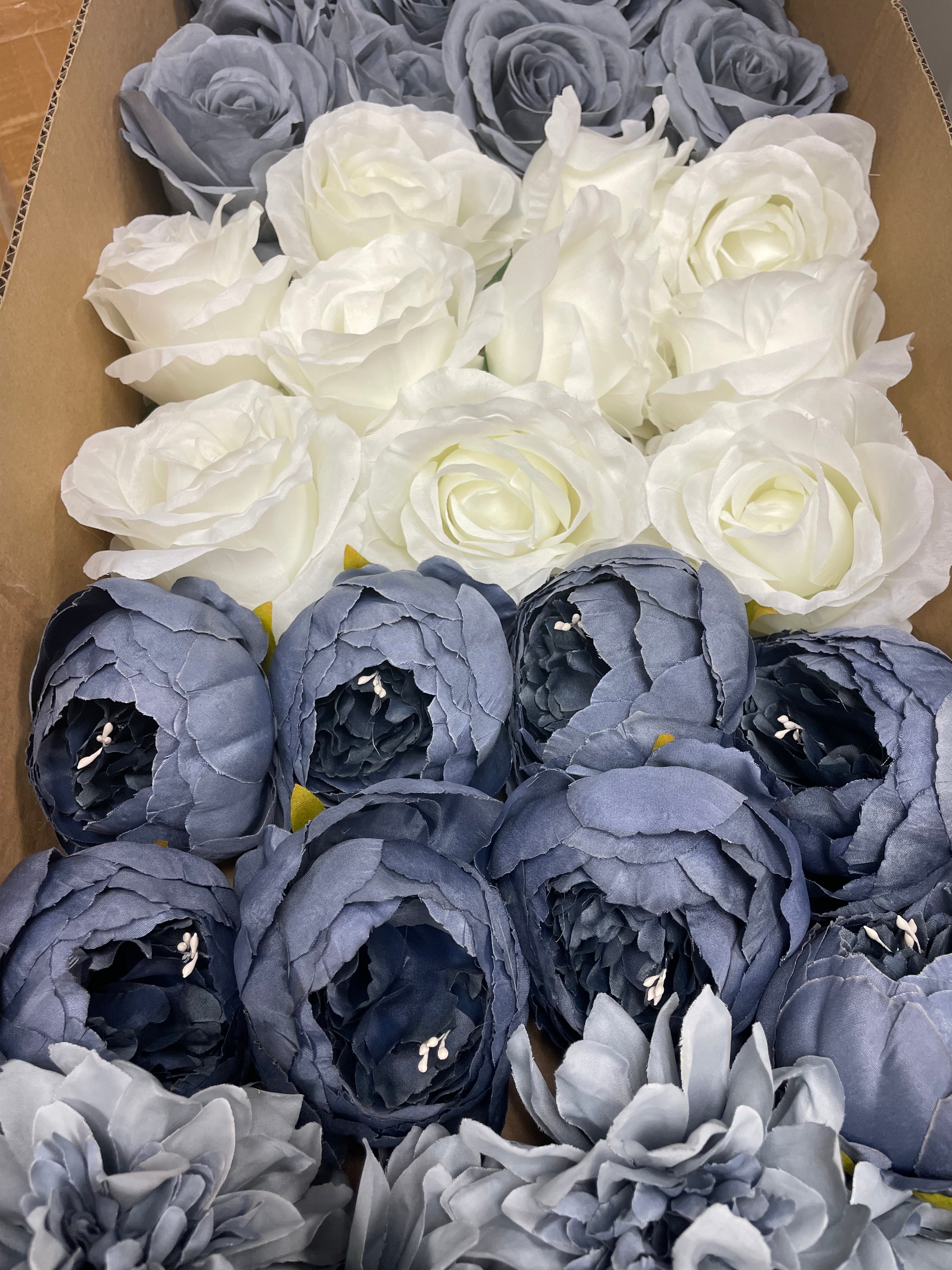 60/70 PCS Artificial Flower Heads(DS3), Mixed Colors for Wedding & DIY Decor