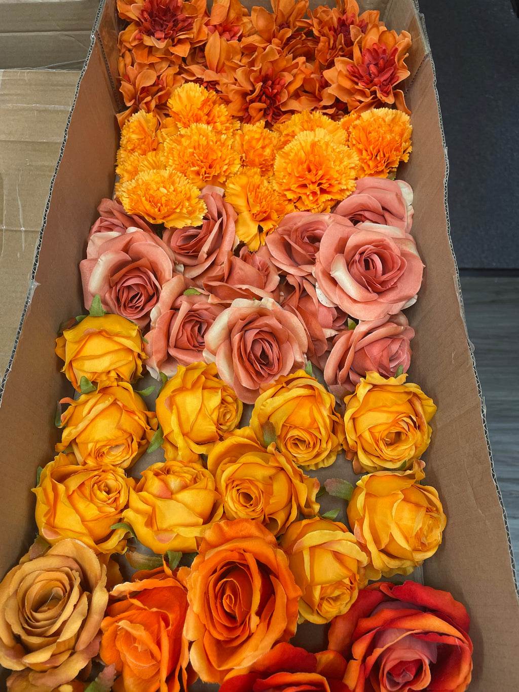 Artificial Flower Head Without Stems (FS3) Orange