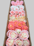60 PCS All Pink Assorted Artificial Flower Heads (AP4), Peonies, Rose, Dahlia & Ping Pong Mums