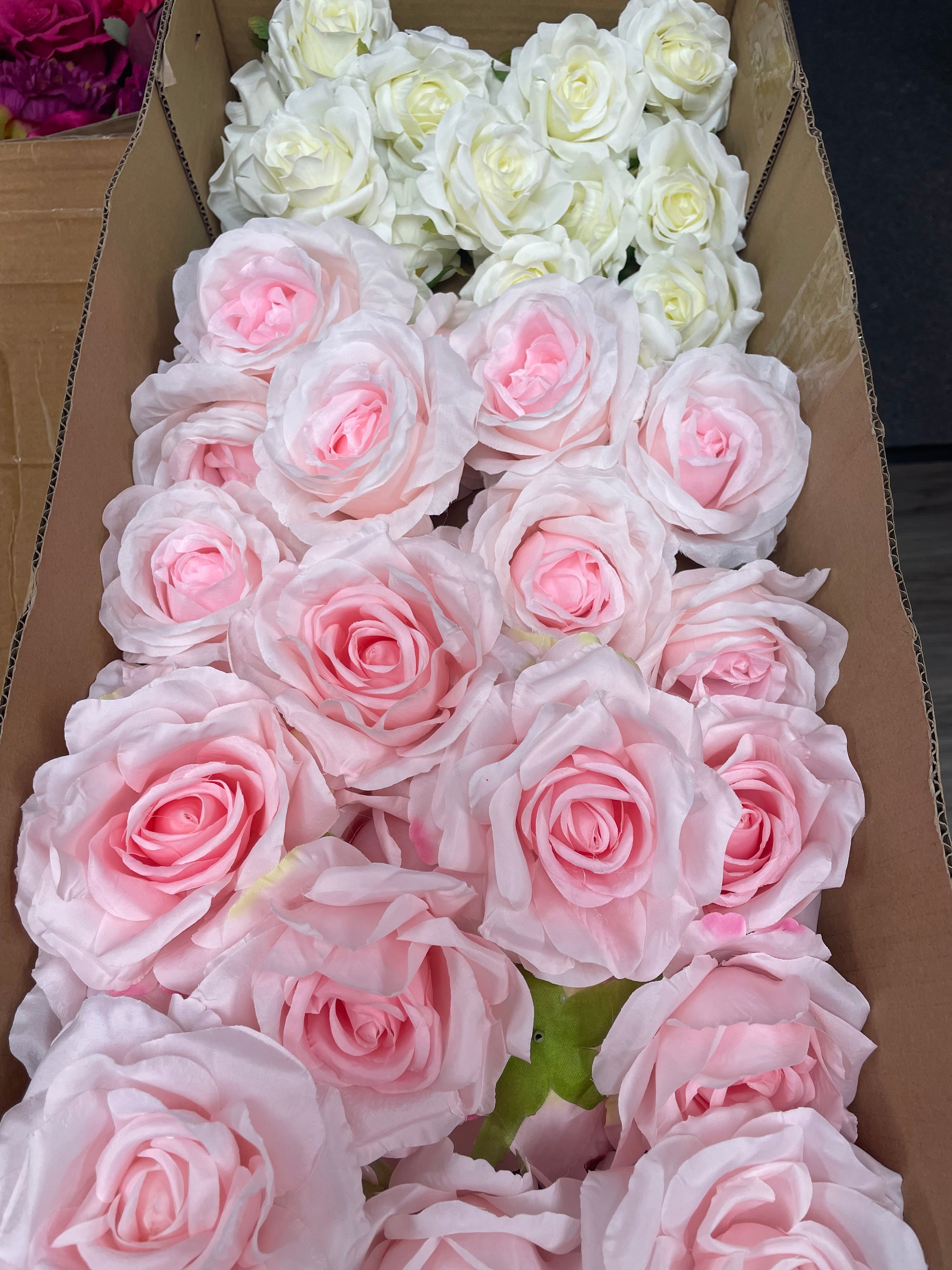 60/70 PCS Artificial Flower Heads(HS3) – Mixed Colors for Wedding & DIY Decor
