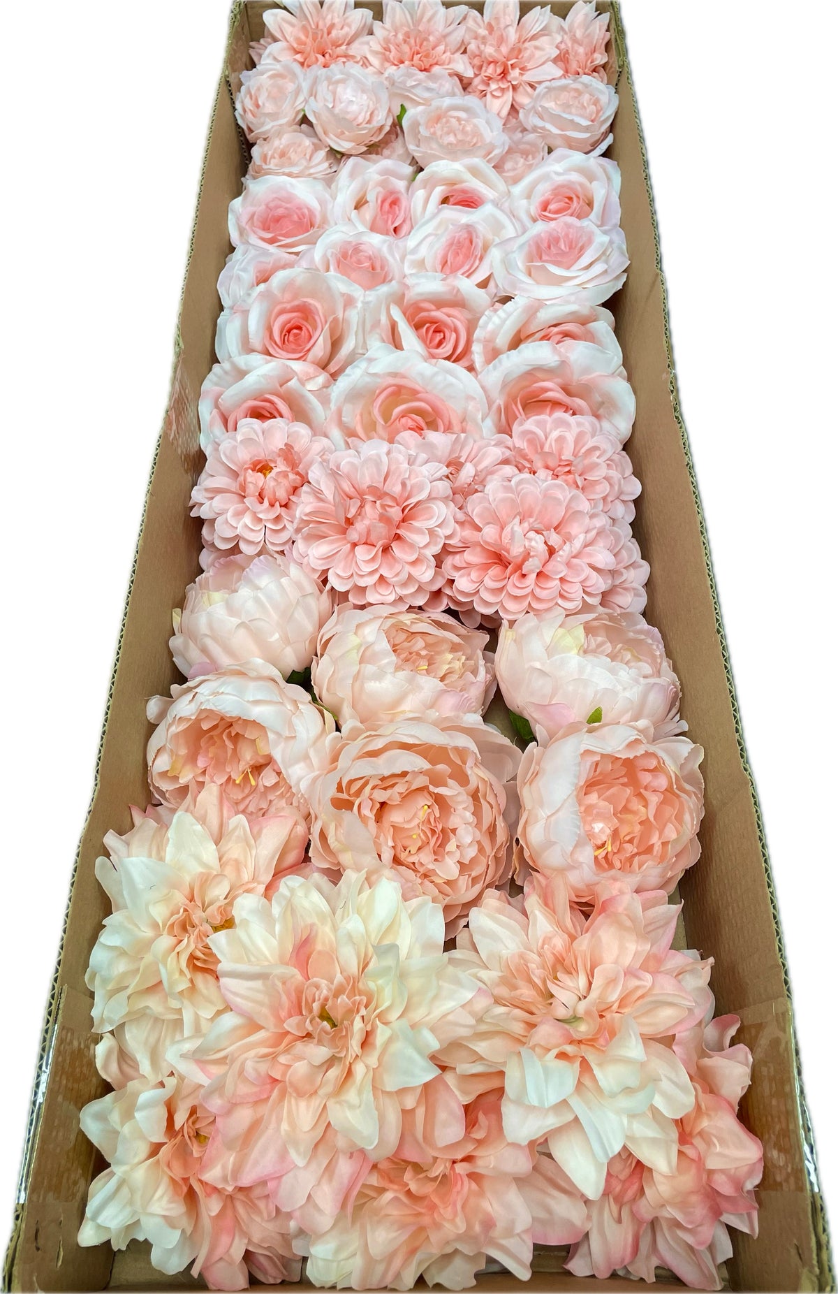 50/60 PCS All Pink Assorted Artificial Flower Heads (AP7), Peonies, Rose, Ranunculus & Dahlias
