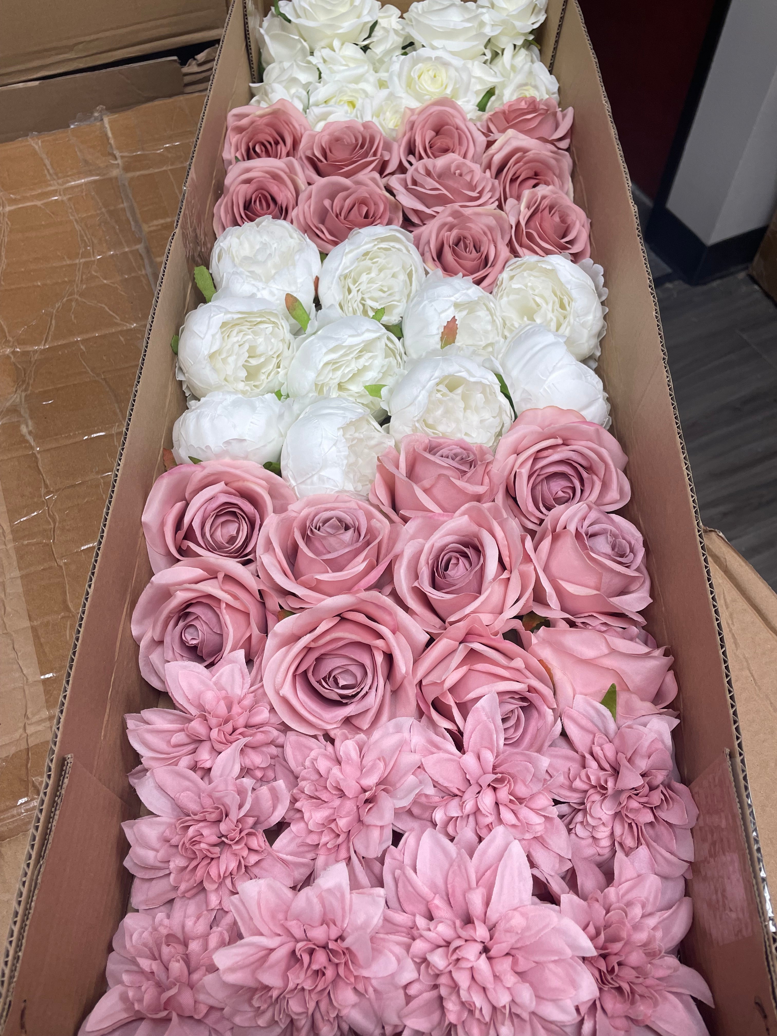 60/70 PCS Artificial Flower Heads(ES2D), Mixed Colors for Wedding & DIY Decor