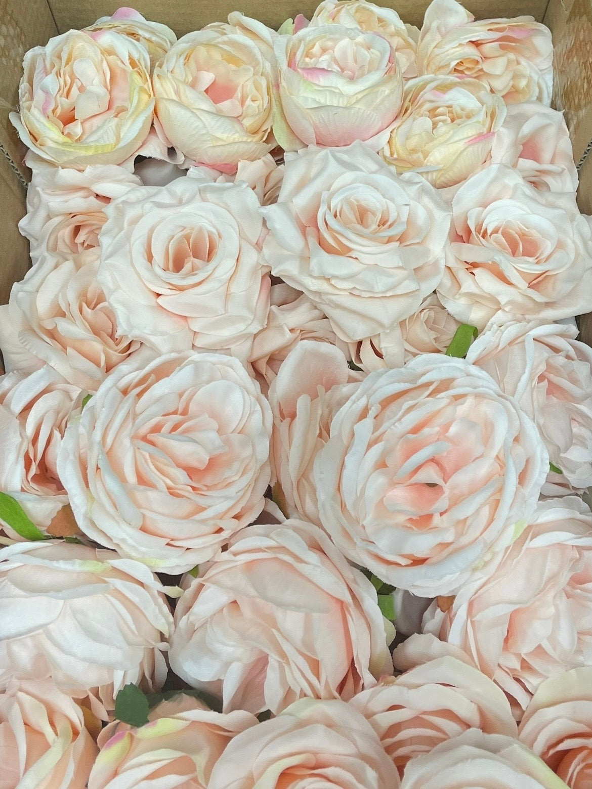 50/60 PCS All Nude Pink & Nude Beige Assorted Artificial Flower Heads (AM1), Peonies & Rose
