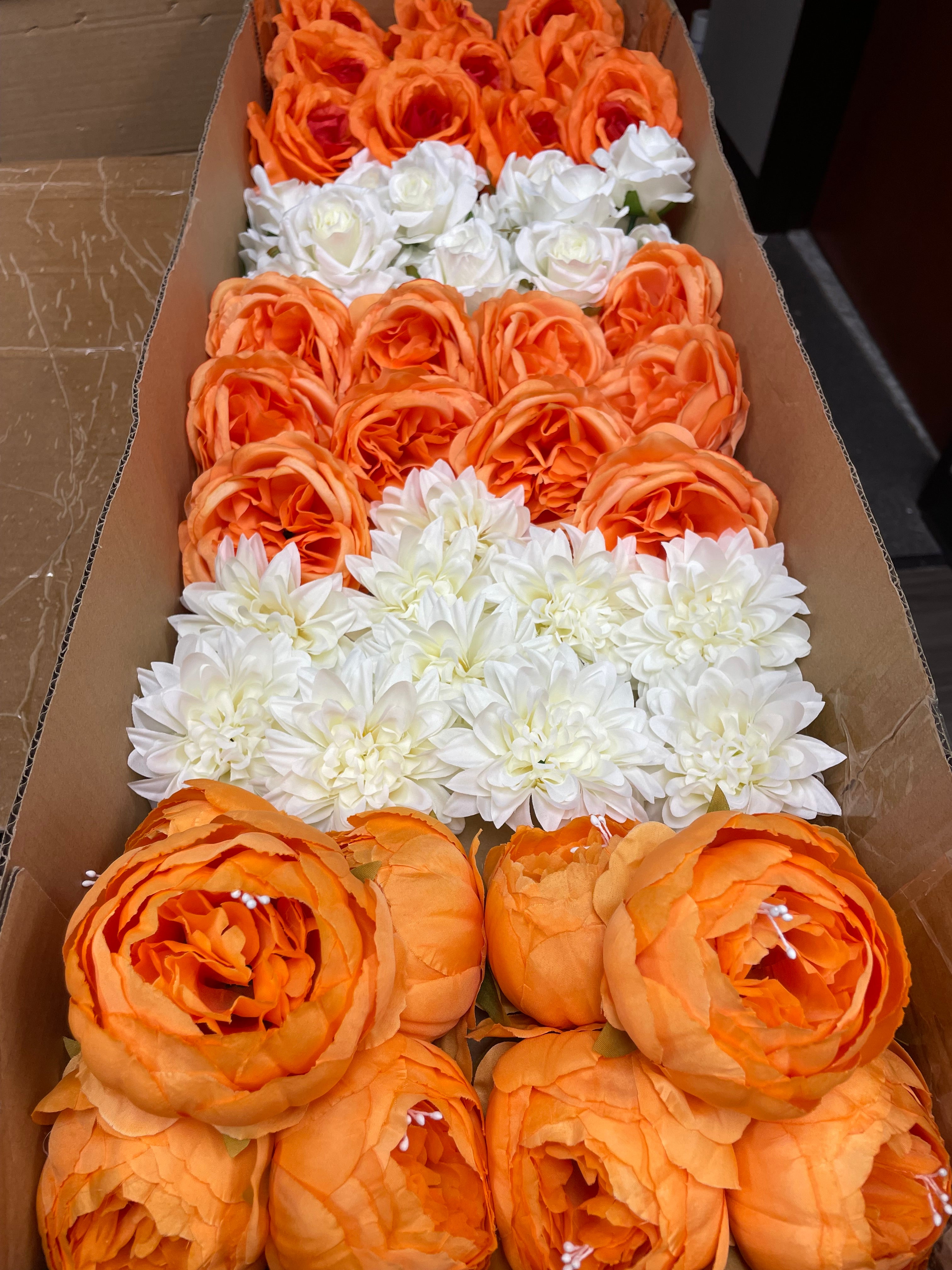 60/70 PCS Artificial Flower Heads(FS4) – Mixed Colors for Wedding & DIY Decor