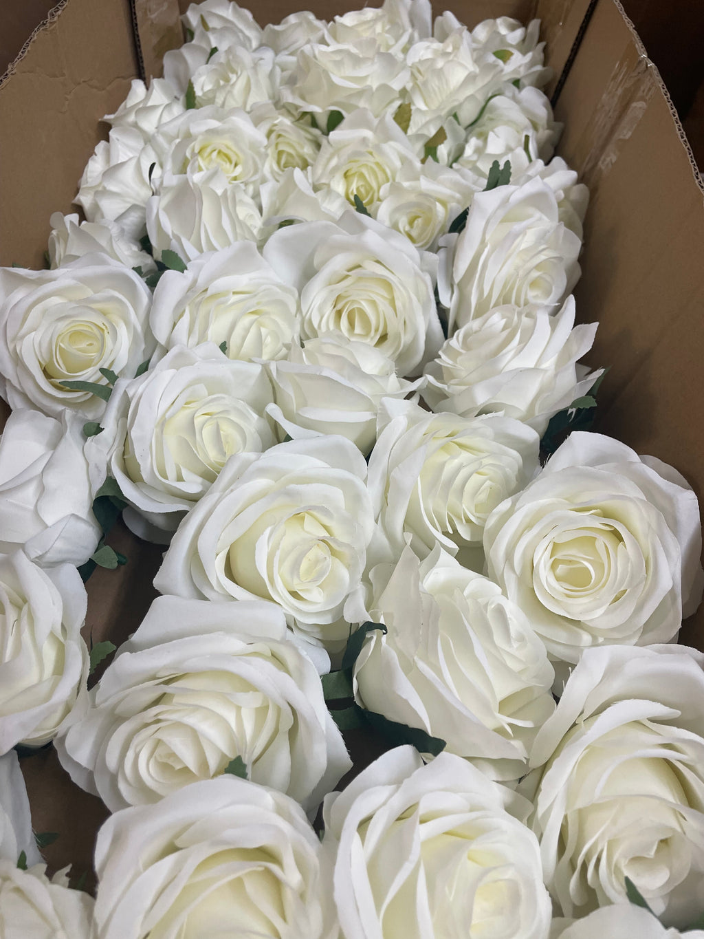 50 PCS All White Assorted Artificial Flower Heads B – Roses