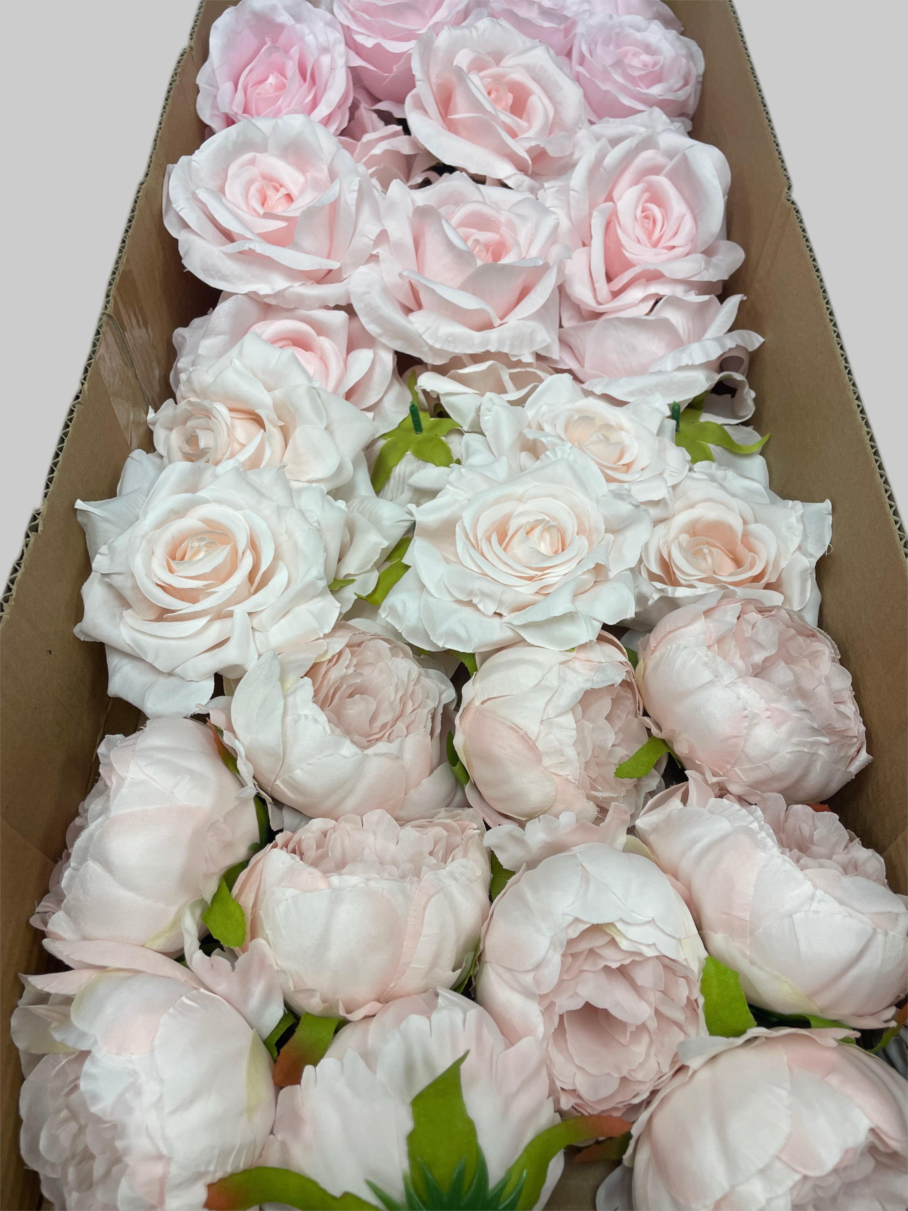 60/70 PCS Artificial Flower Heads (HS3AE), Mixed Colors for Wedding & DIY Decor