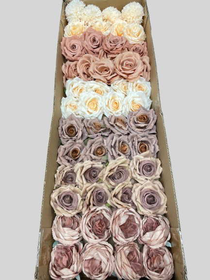 50/60 PCS Artificial Flower Heads (OS1AB), Mixed Colors for Wedding & DIY Decor