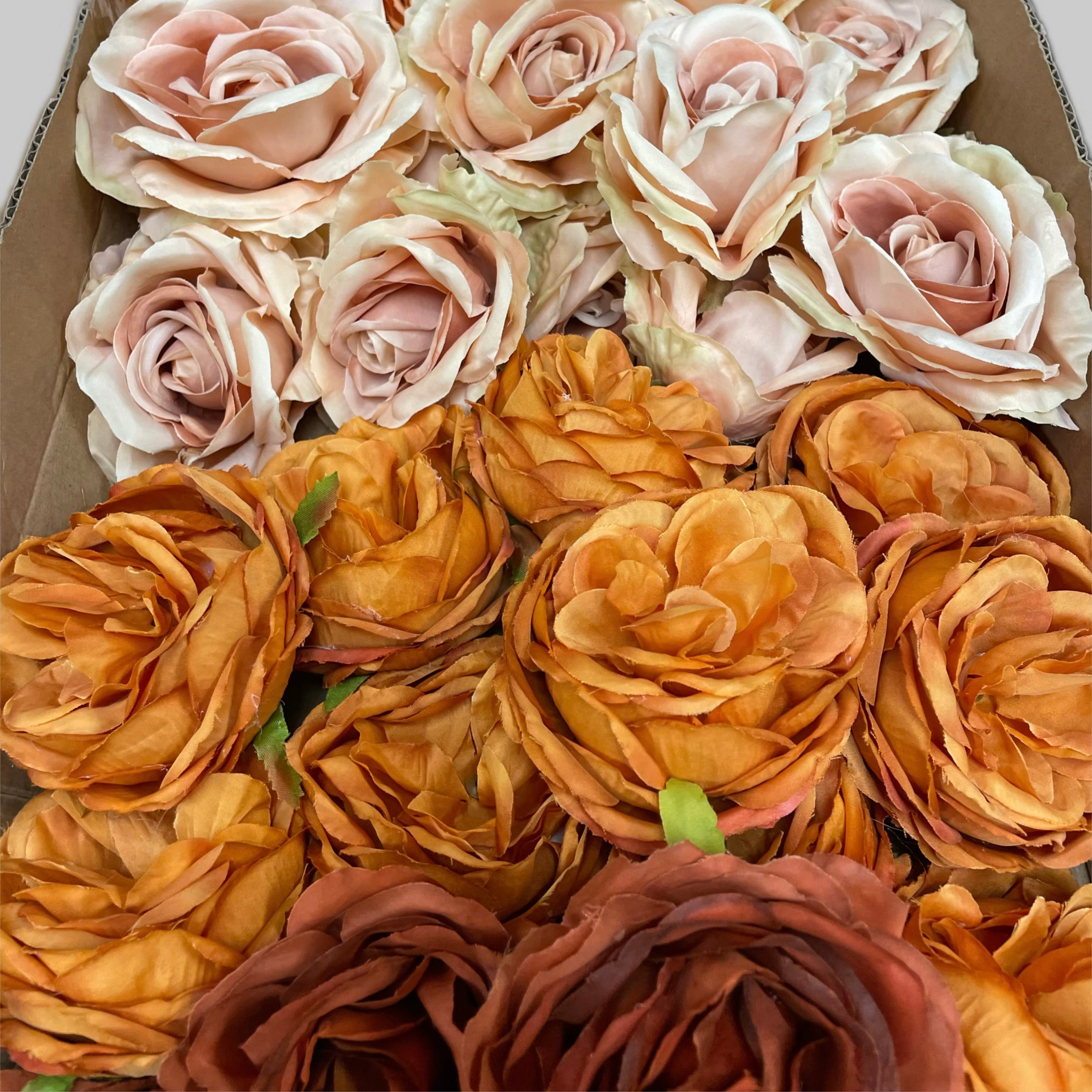 60/70 PCS Artificial Flower Heads (FS1), Mixed Colors for Wedding & DIY Decor