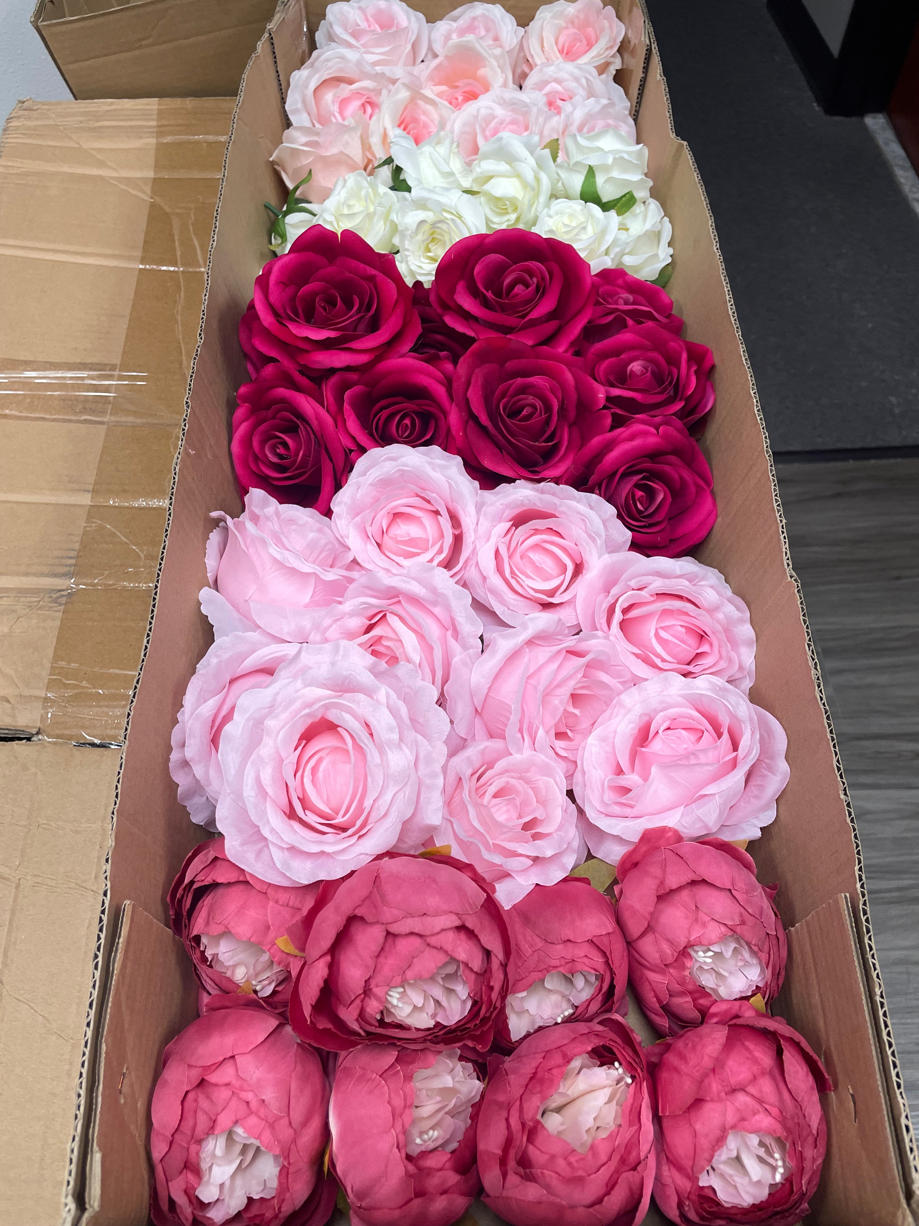 60/70 PCS Artificial Flower Heads (AS1BC2), Mixed Colors for Wedding & DIY Decor