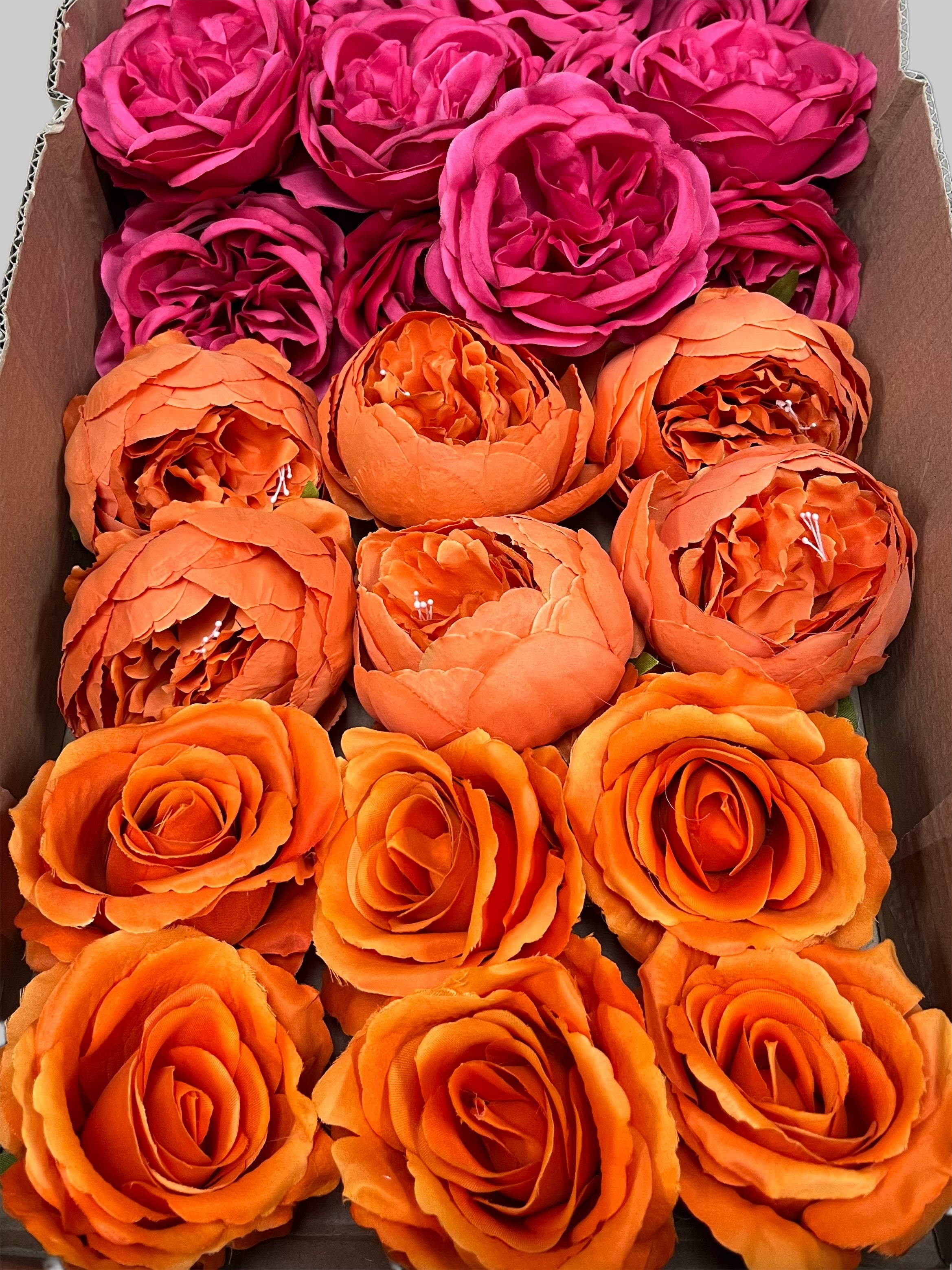 60/70 PCS Artificial Flower Heads (JS7), Mixed Colors for Wedding & DIY Decor