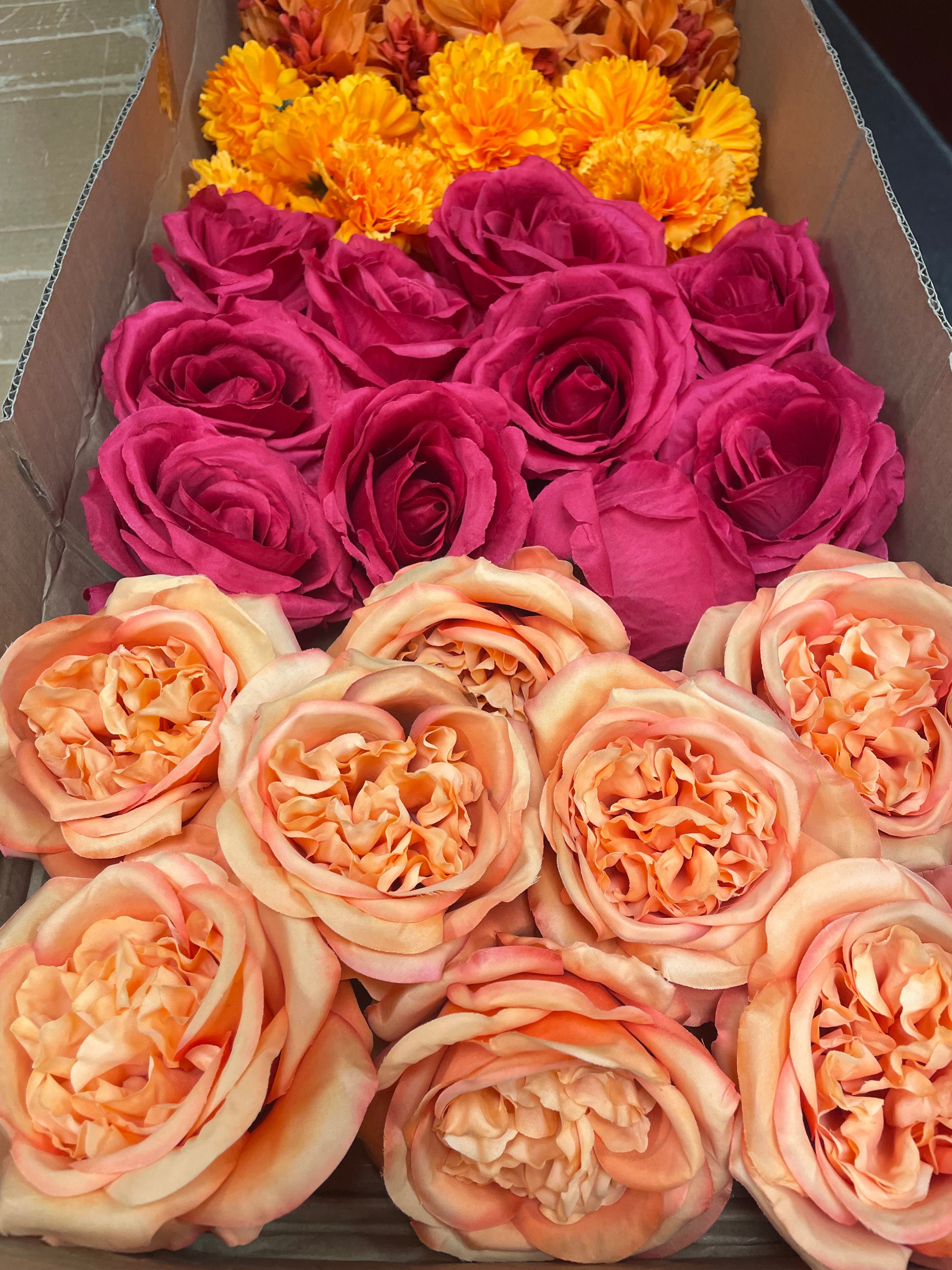 60/70 PCS Artificial Flower Heads, Mixed Colors for Wedding & DIY Decor (JS4)