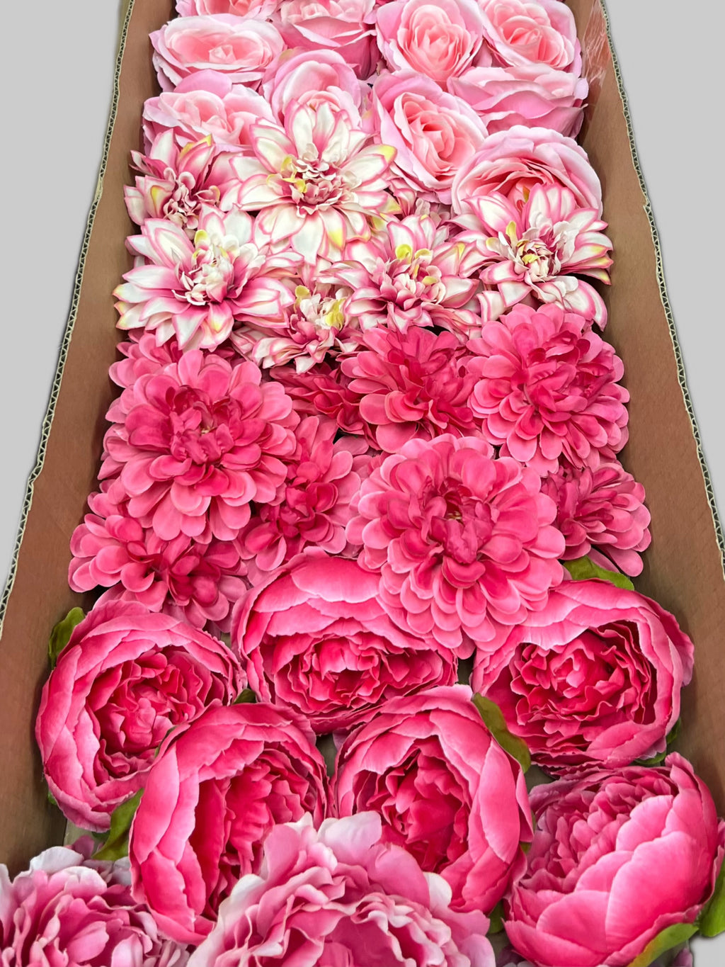 60 PCS Artificial Flower Heads (AS10), Hot Pink & Pink Mixed Flower - Roses, Peonies, Dahlias & Flame Chrysanthemums