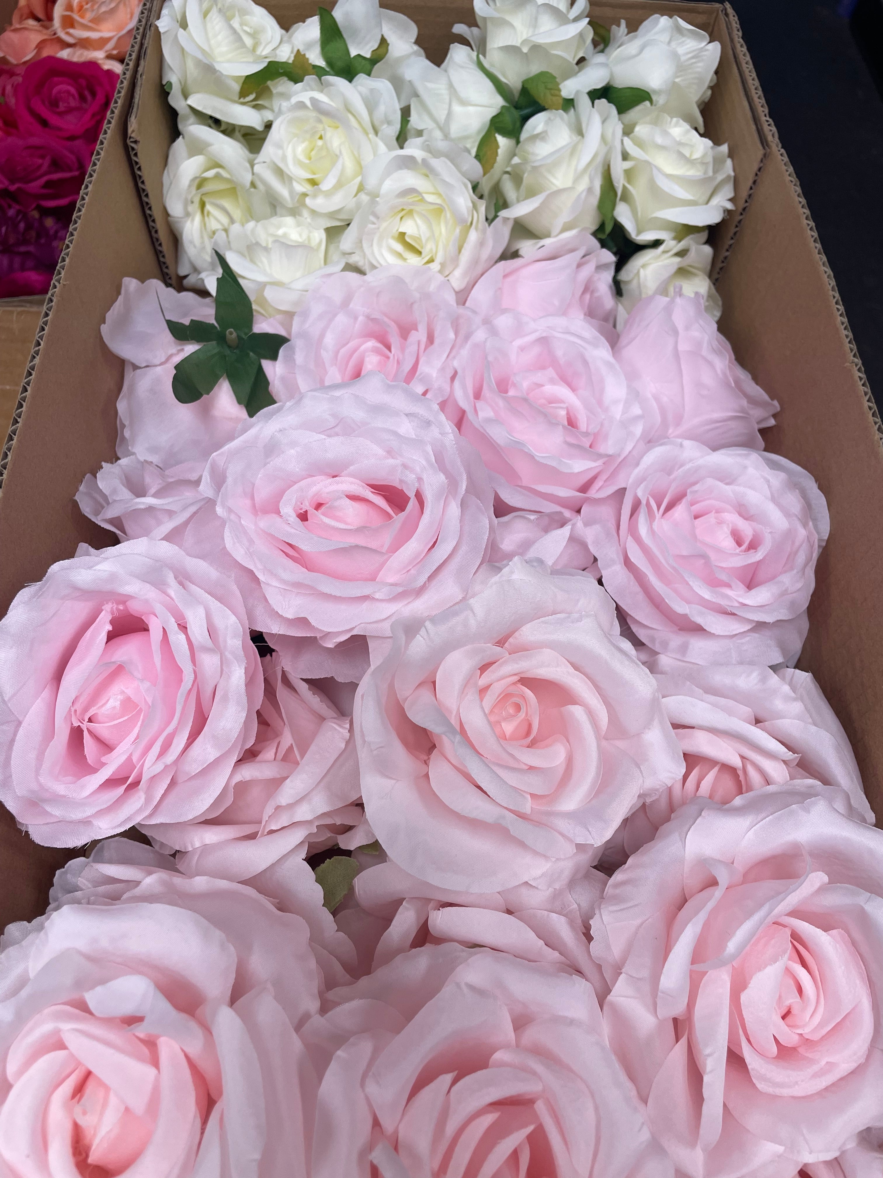 60/70 PCS Artificial Flower Heads (HS4), Mixed Colors for Wedding & DIY Decor