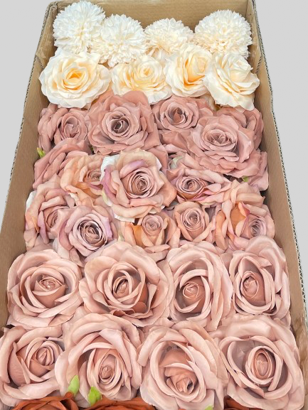 50/60 PCS Artificial Flower Heads (OS2A), Mixed Colors for Wedding & DIY Decor