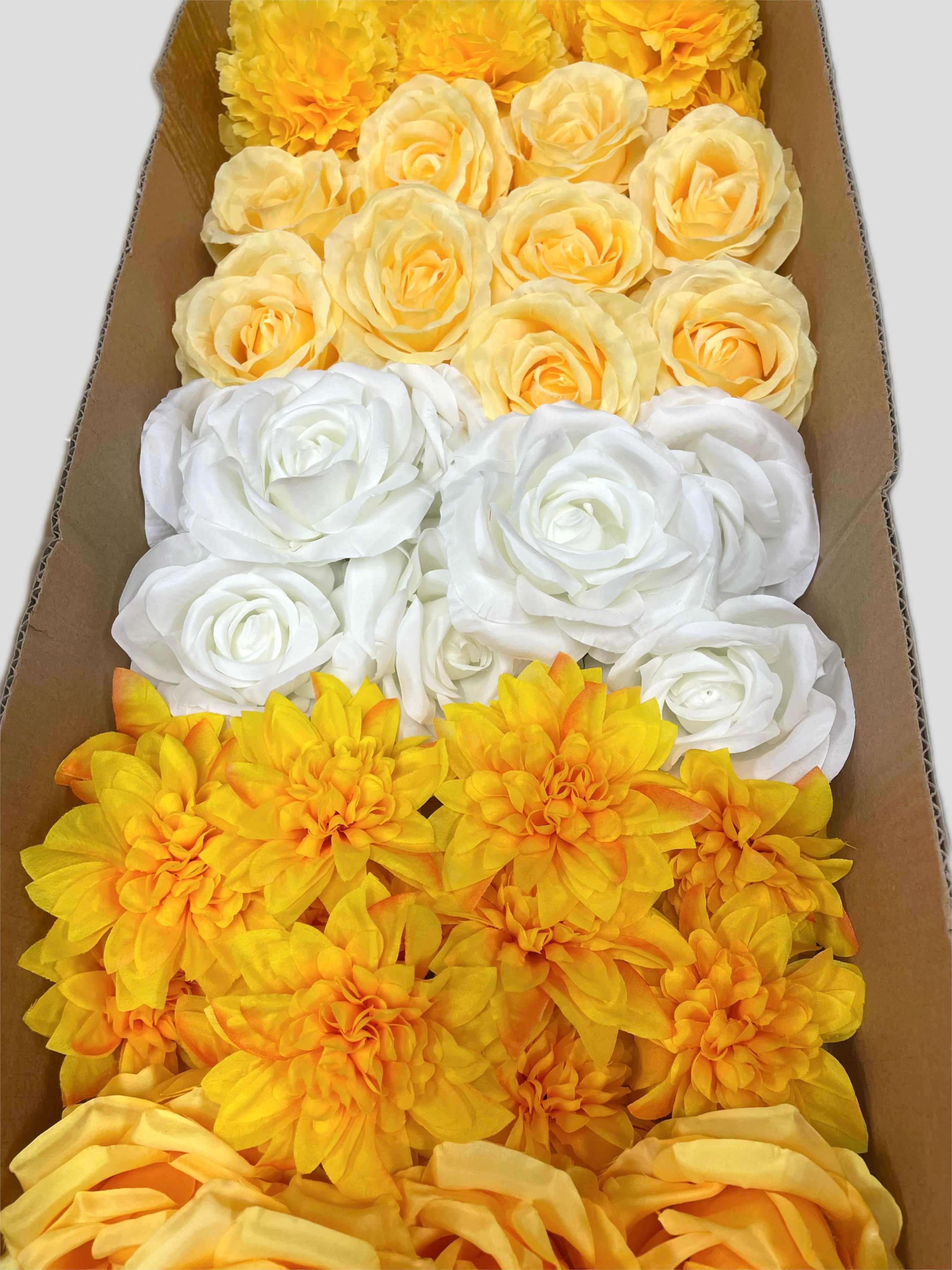60/70 PCS Artificial Flower Heads (YS1), Mixed Colors for Wedding & DIY Decor