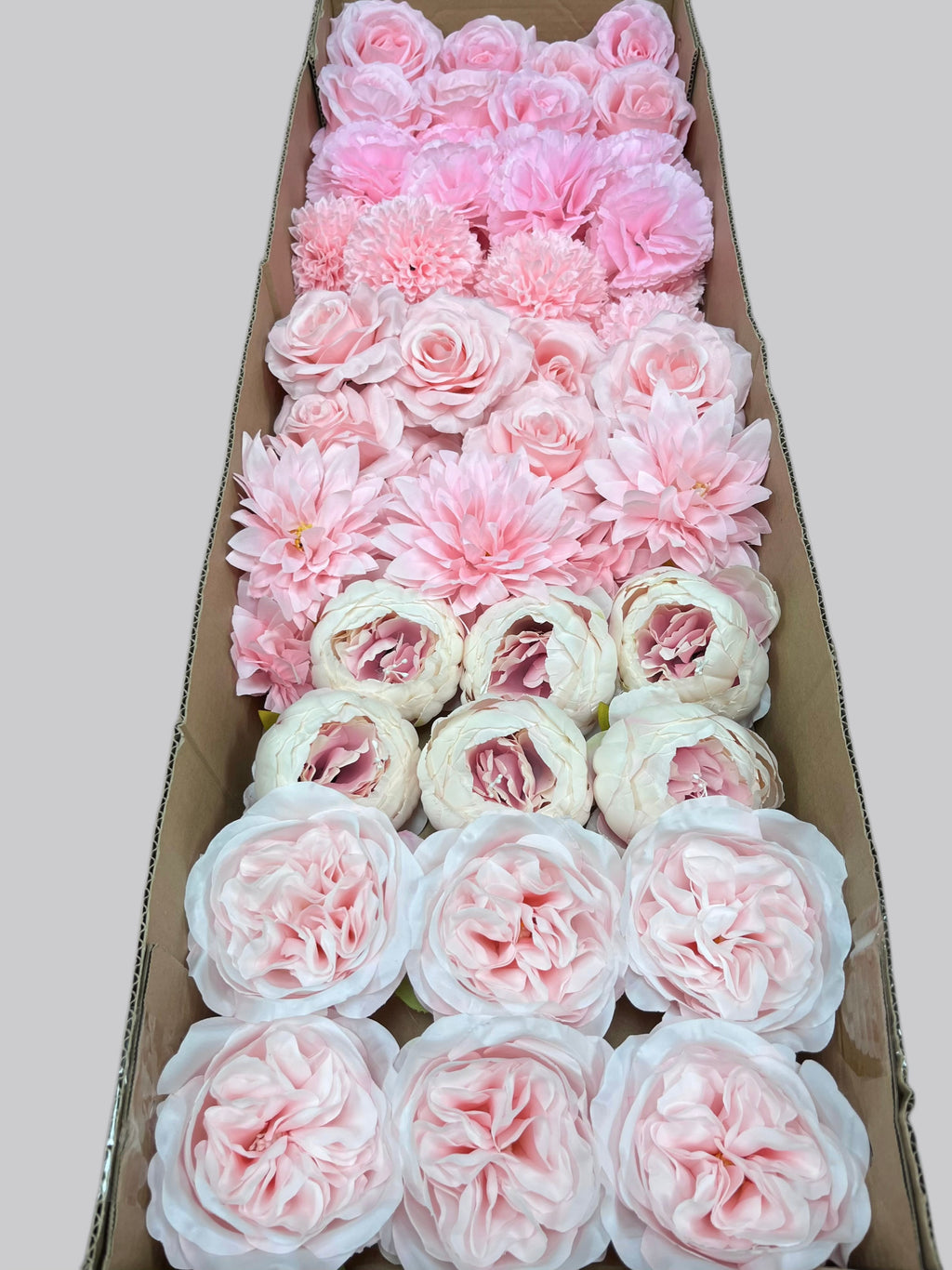 60 PCS All Pink Assorted Artificial Flower Heads (AP1AD2), Peonies, Rose, Dahlia, Carnation