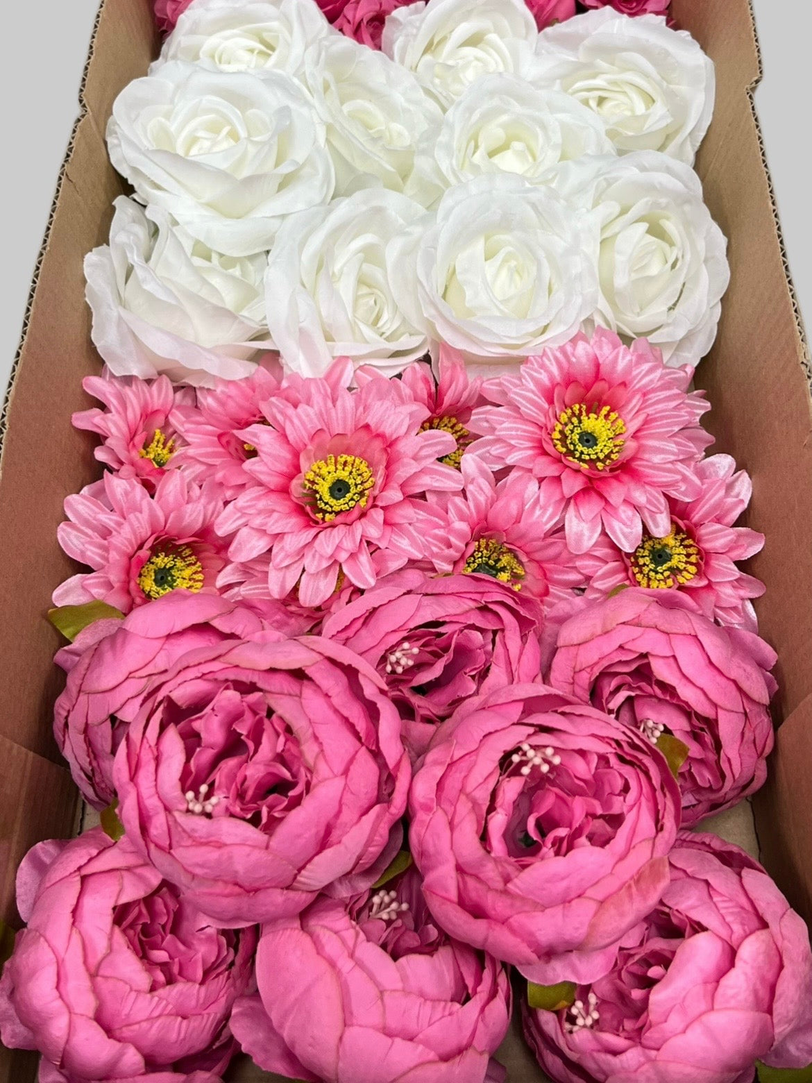 60/70 PCS Artificial Flower Heads (AS11), Mixed Colors for Wedding & DIY Decor