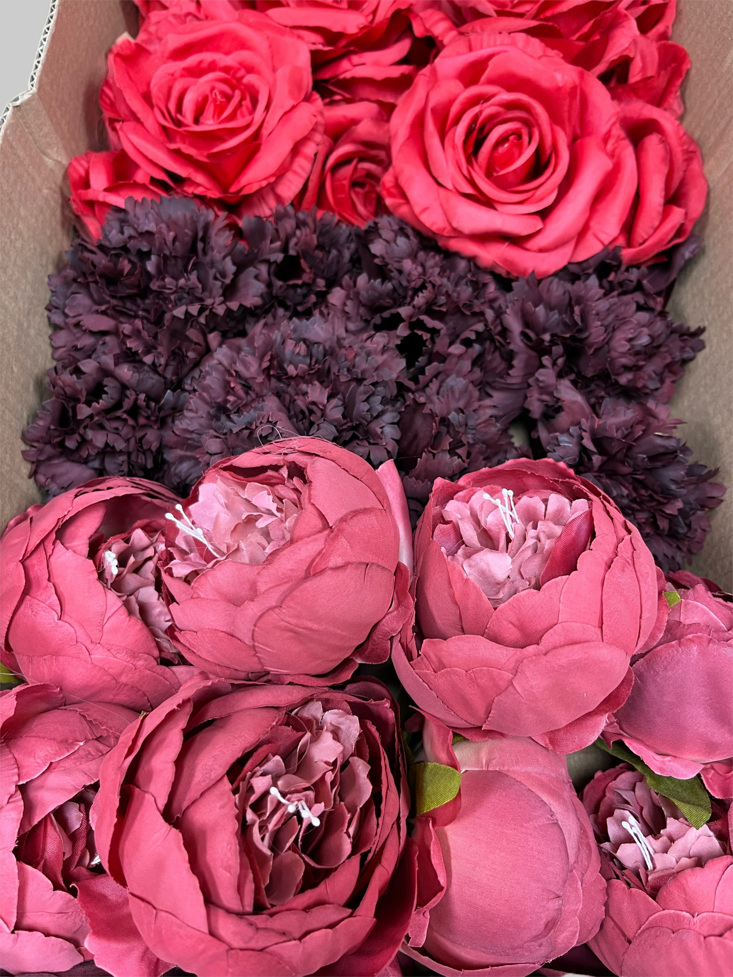 50/60 PCS Artificial Flower Heads (BHR1), Mixed Colors for Wedding & DIY Decor