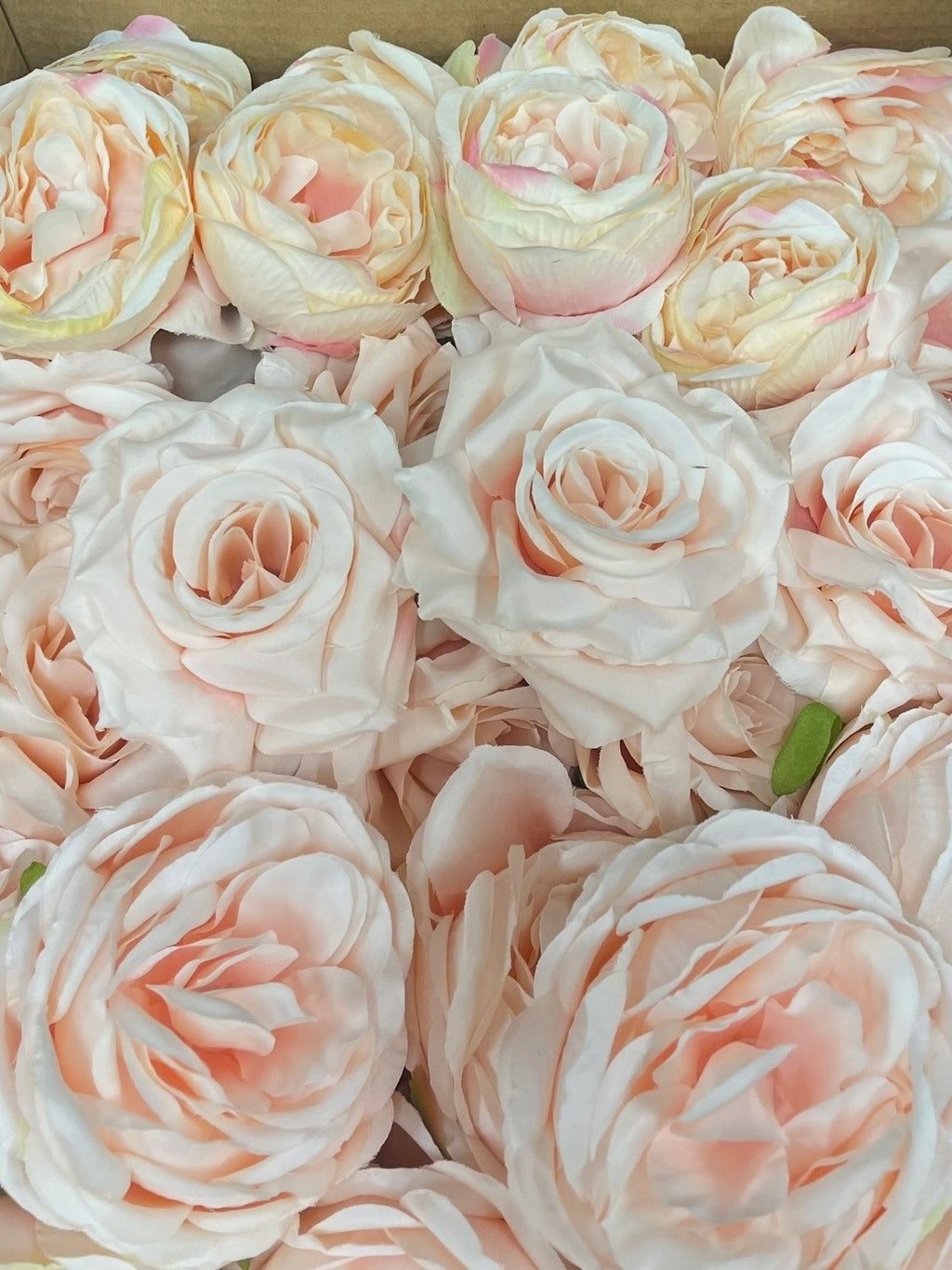 50/60 PCS All Nude Pink & Nude Beige Assorted Artificial Flower Heads (AM1), Peonies & Rose