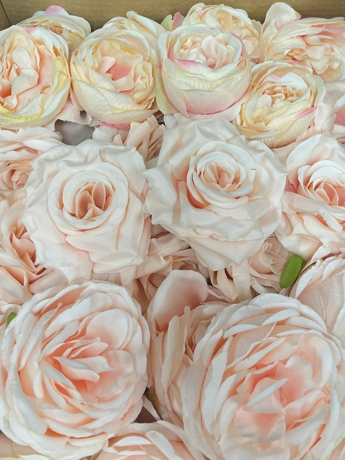 50/60 PCS All Nude Pink & Nude Beige Assorted Artificial Flower Heads (AM1), Peonies & Rose