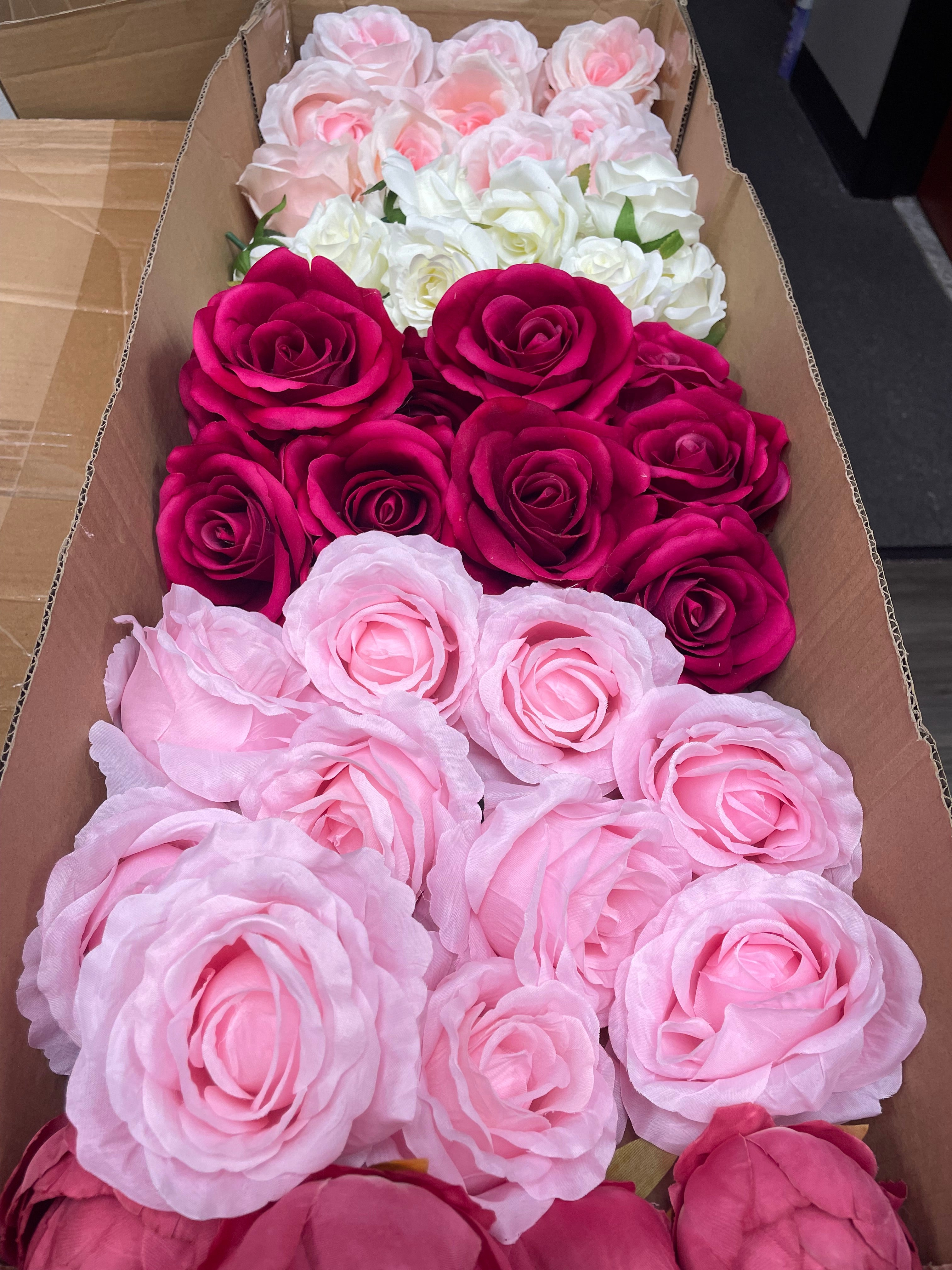 60/70 PCS Artificial Flower Heads (AS1BC2), Mixed Colors for Wedding & DIY Decor
