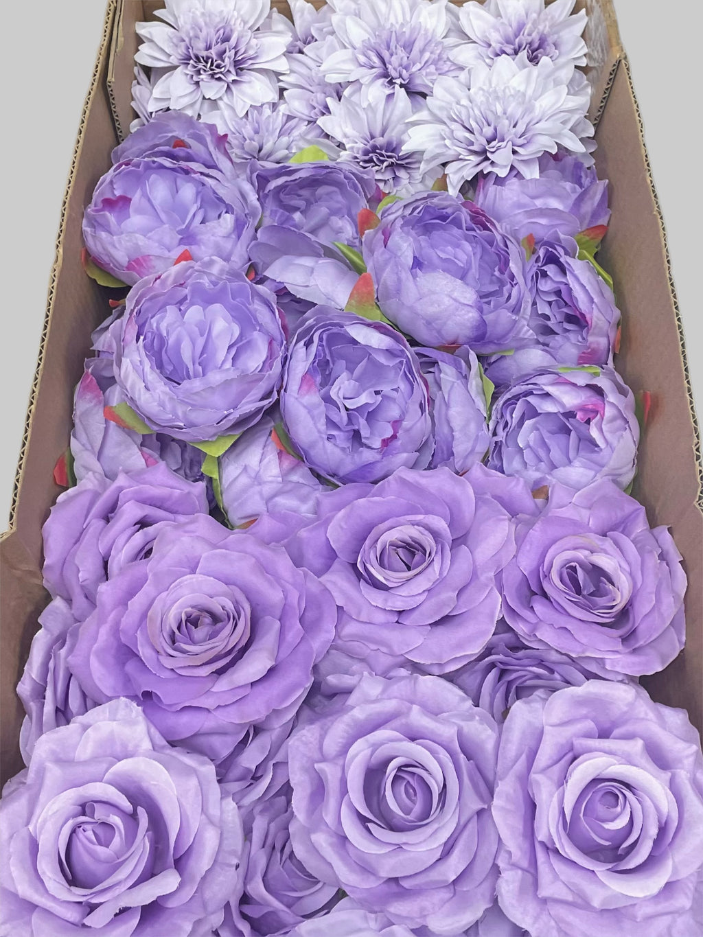 60 PCS All Lavender & Lilac Assorted Artificial Flower Heads (AZ4), Peonies, Rose & Dahlia