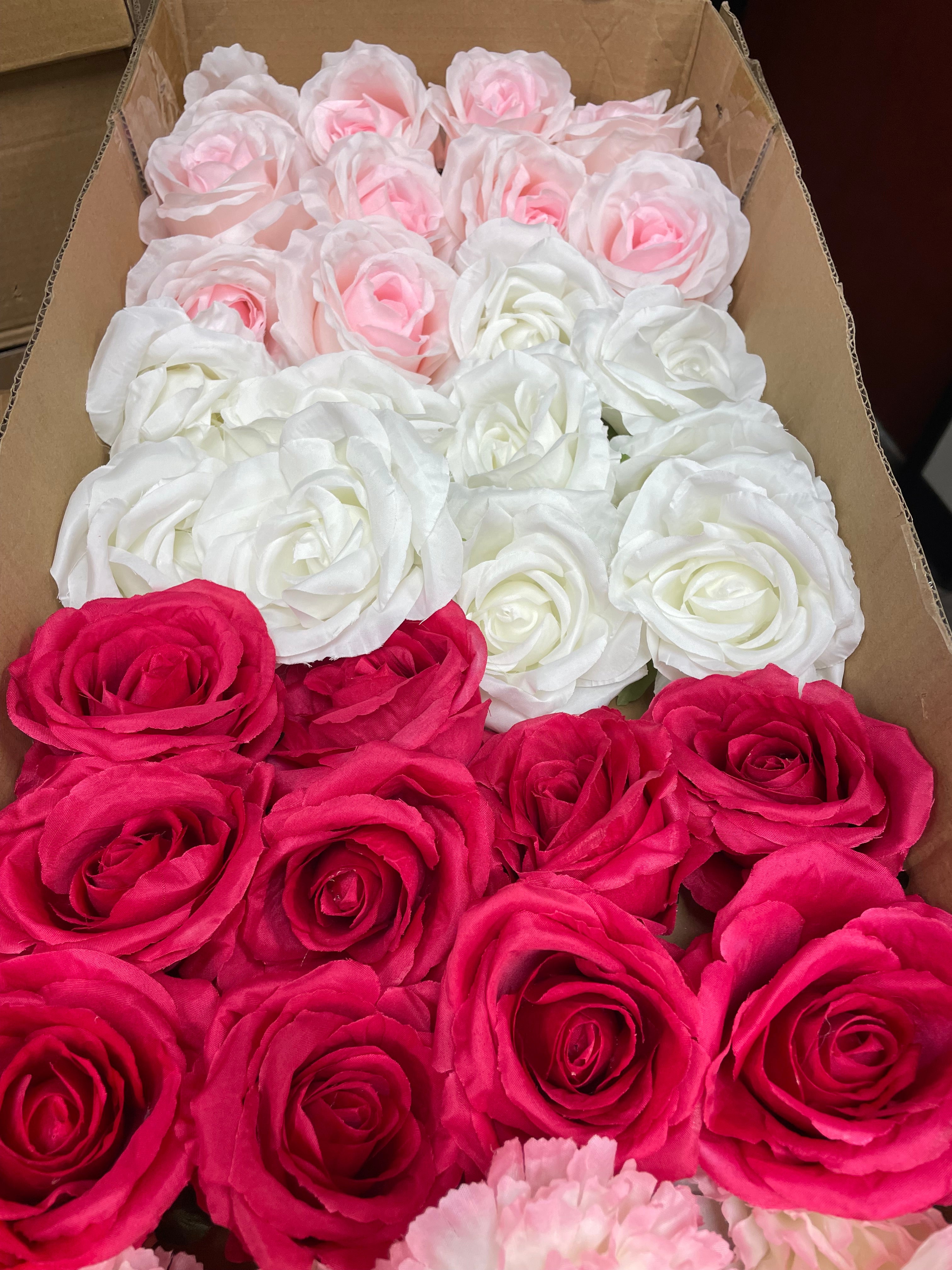 60/70 PCS Artificial Flower Heads (AS4), Mixed Colors for Wedding & DIY Decor