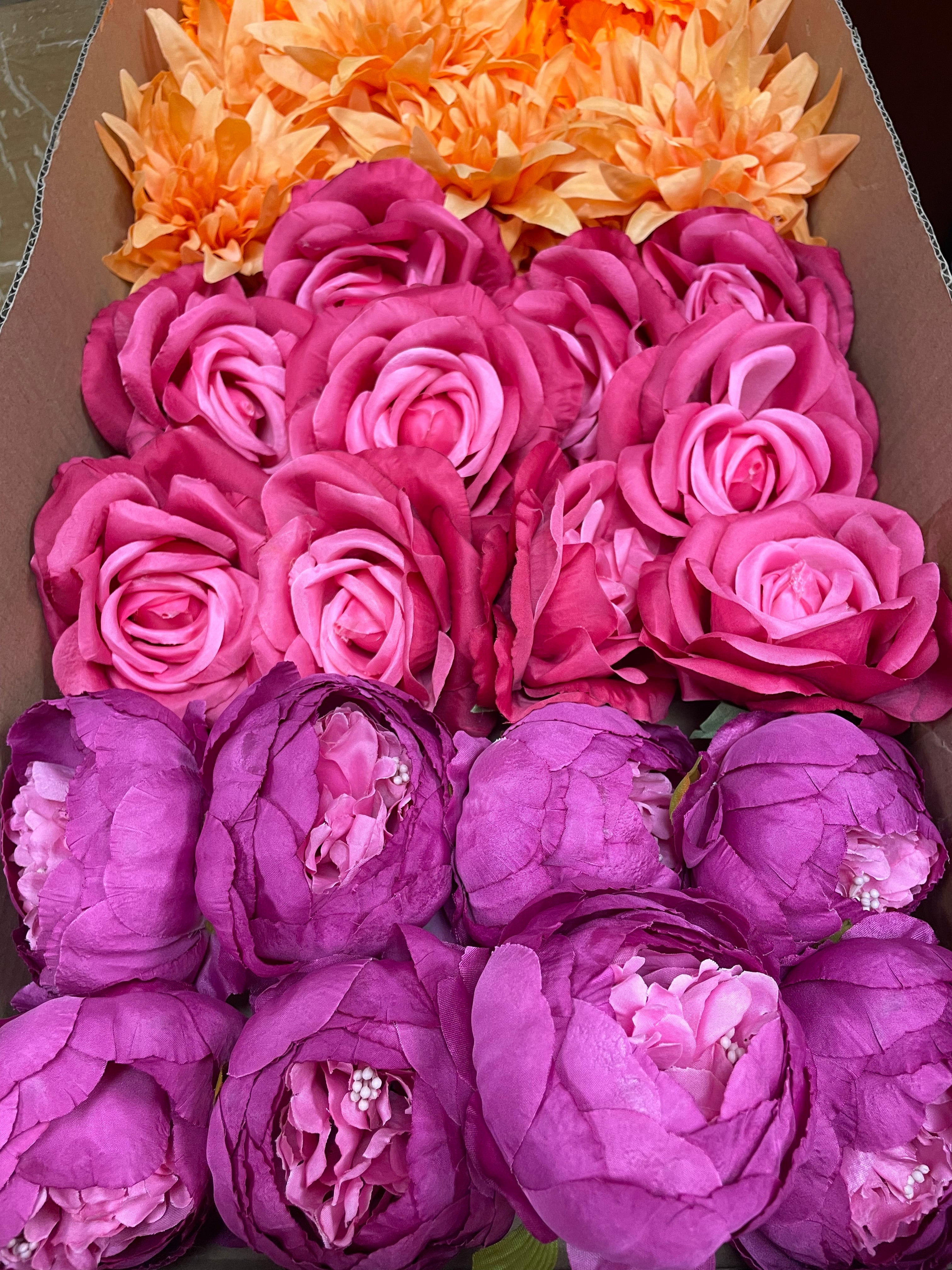 60/70 PCS Artificial Flower Heads(JS3A) – Mixed Colors for Wedding & DIY Decor