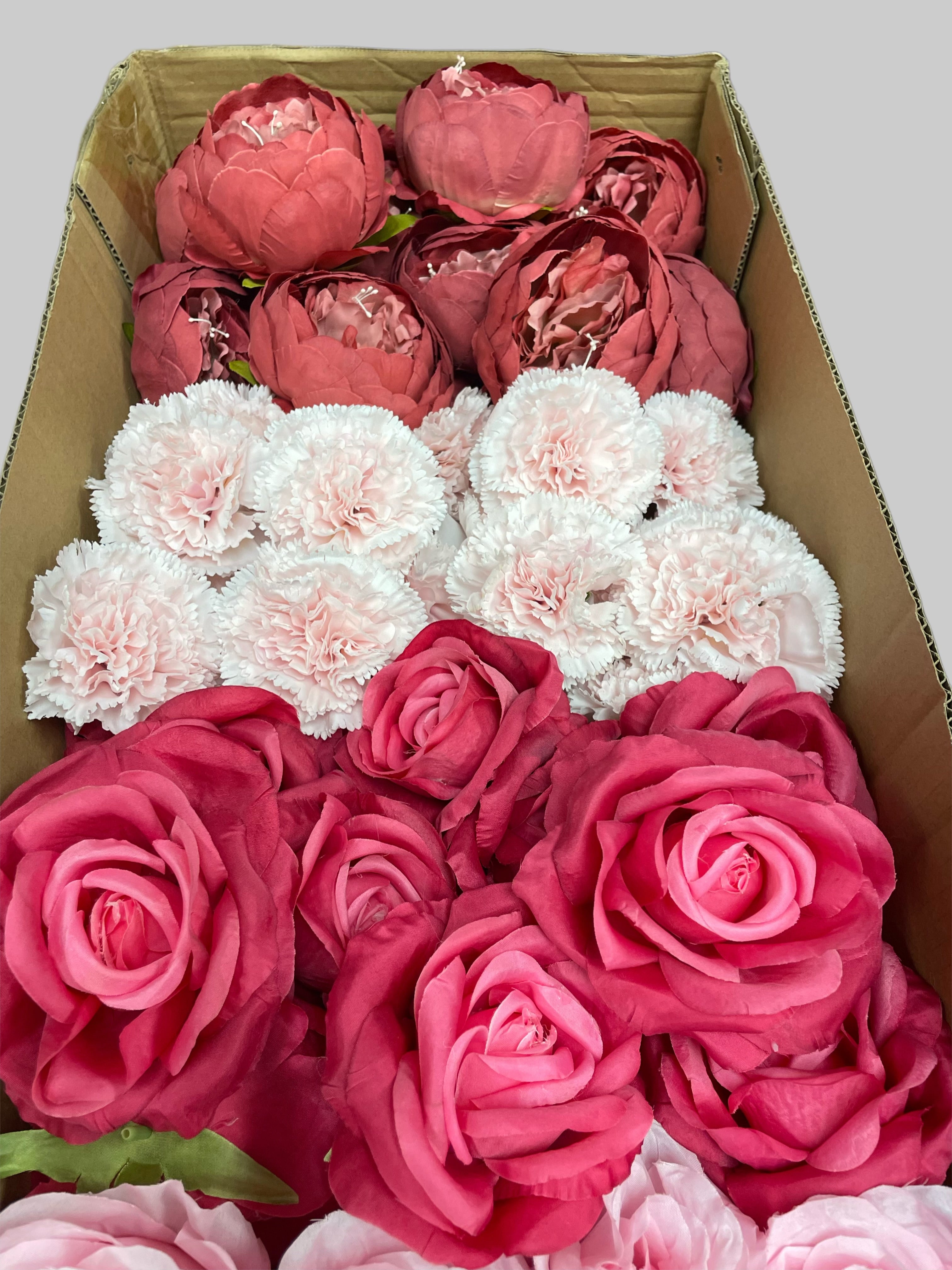 60/70 PCS Artificial Flower Heads (AS9), Mixed Colors for Wedding & DIY Decor
