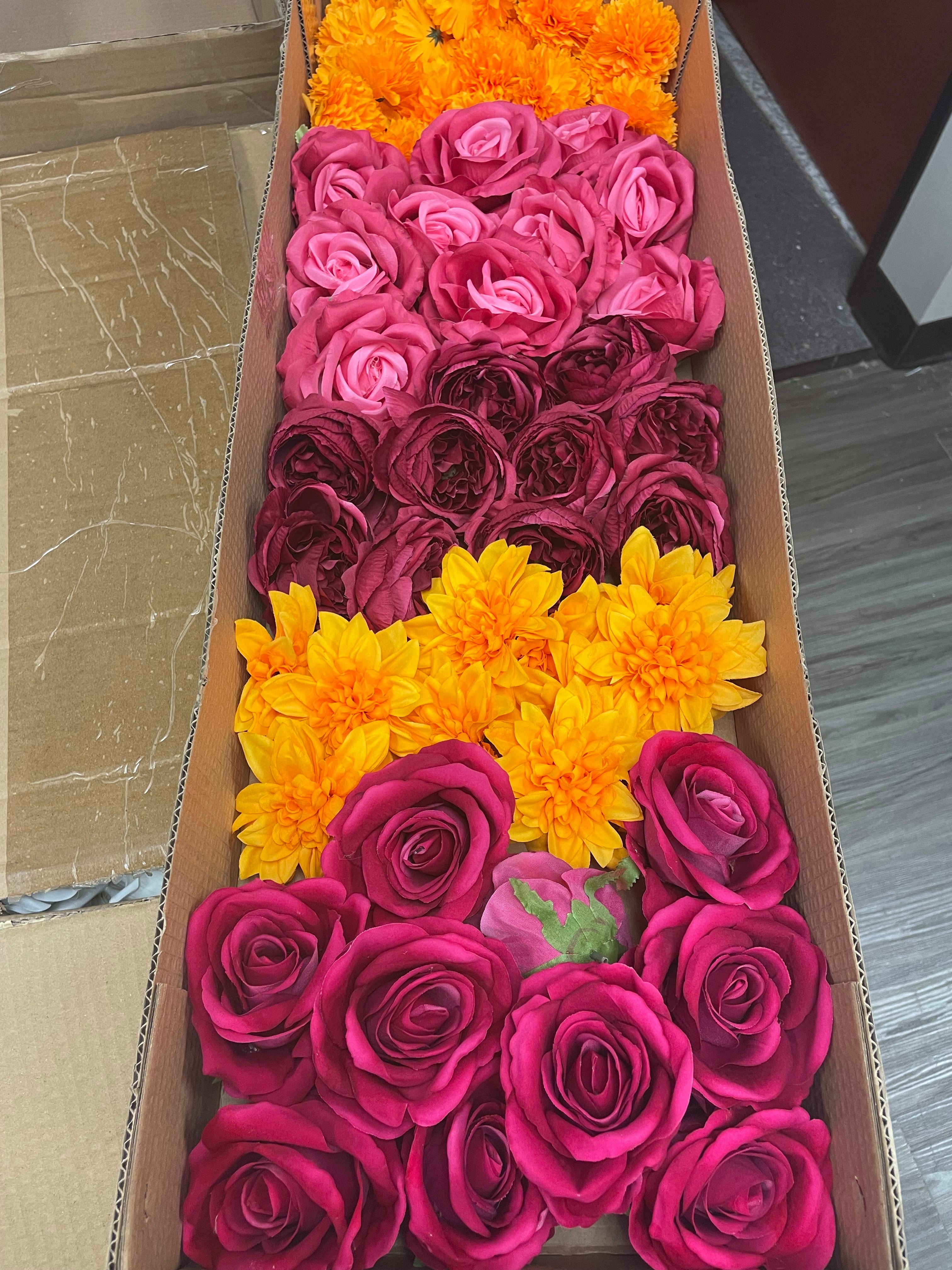 60/70 PCS Artificial Flower Heads, Mixed Colors for Wedding & DIY Decor (JS5)