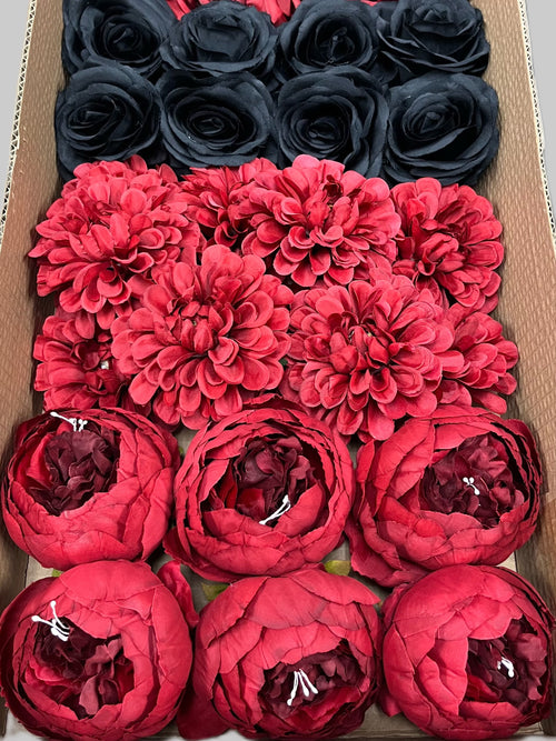 50/60 PCS Artificial Flower Heads (RH1), Mixed Colors for Wedding & DIY Decor