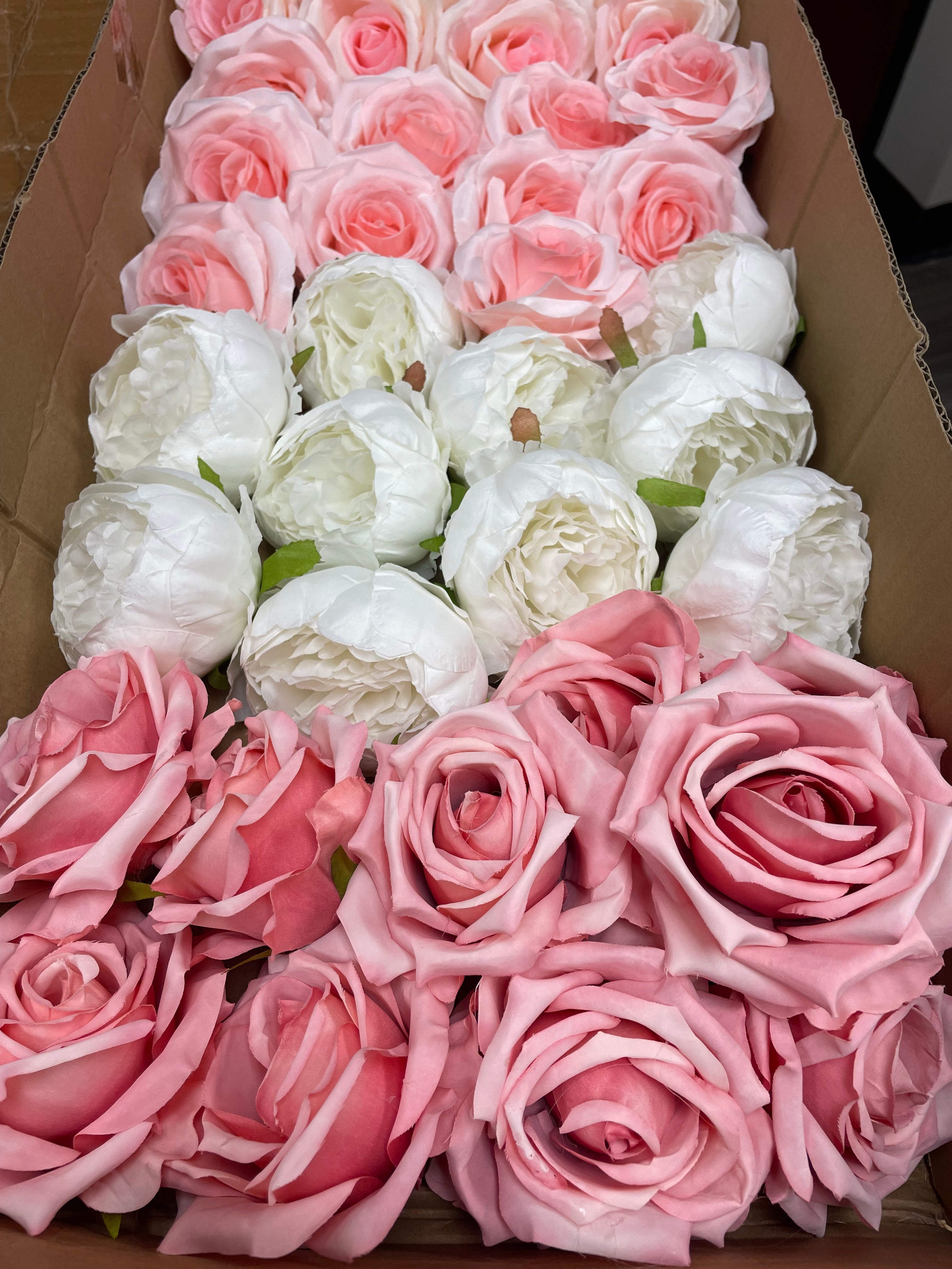 60/70 PCS Artificial Flower Heads, Mixed Colors for Wedding & DIY Decor (PS1)