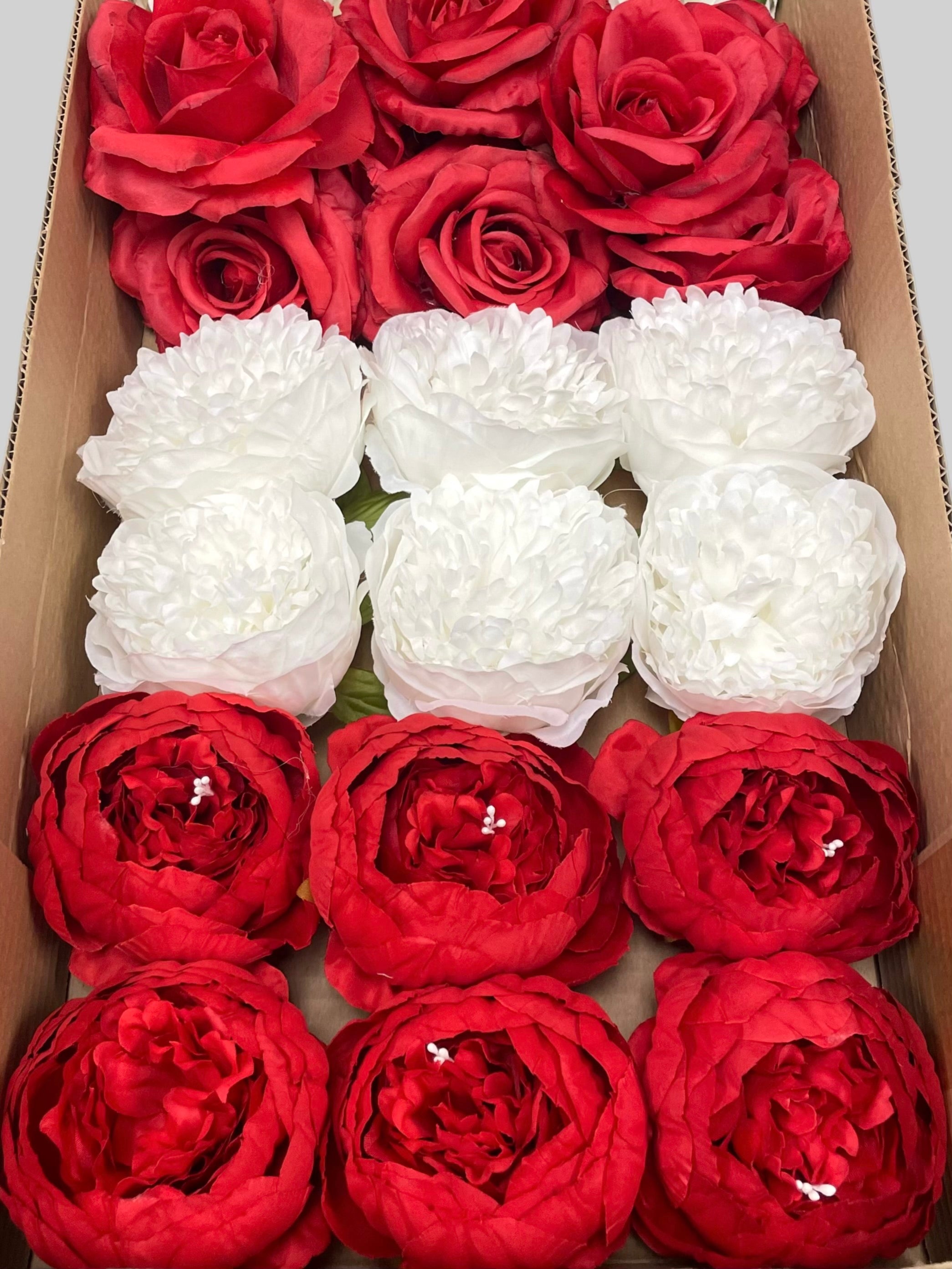 60/70 PCS Artificial Flower Heads (RW1), Mixed Colors for Wedding & DIY Decor