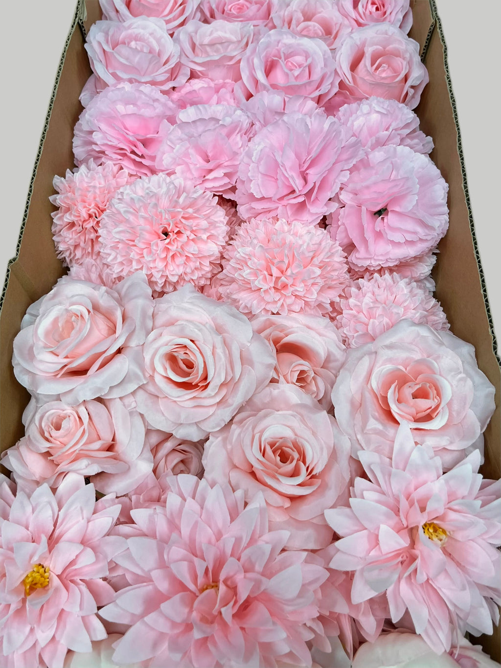 60 PCS All Pink Assorted Artificial Flower Heads (AP1AD2), Peonies, Rose, Dahlia, Carnation
