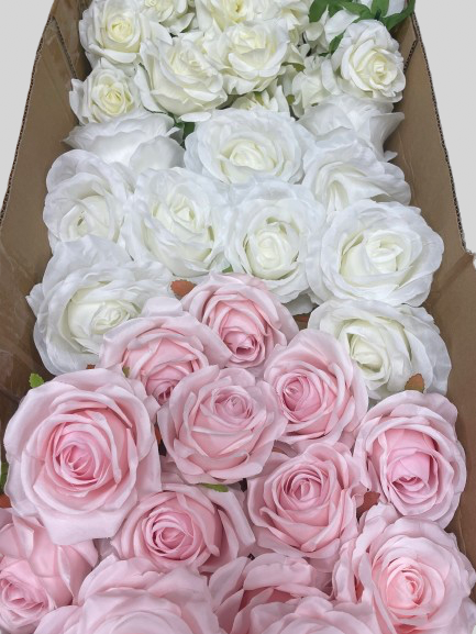 50/60 PCS Artificial Flower Heads(GS1) – Mixed Colors for Wedding & DIY Decor