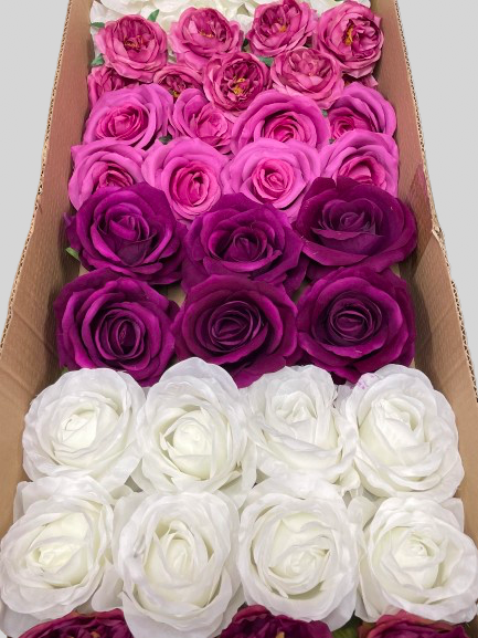 60/70 PCS Artificial Flower Heads (AS7AC), Mixed Colors for Wedding & DIY Decor