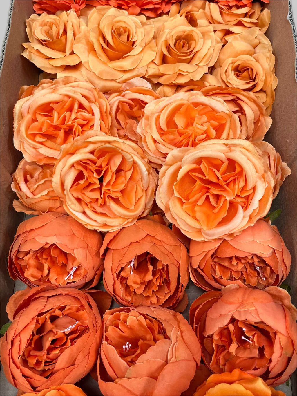 60PCS All Orange Assorted Artificial Flower Heads (AO2), Peonies, Rose, Ranunculus, Ping Pong Mums & Chrysanthemums