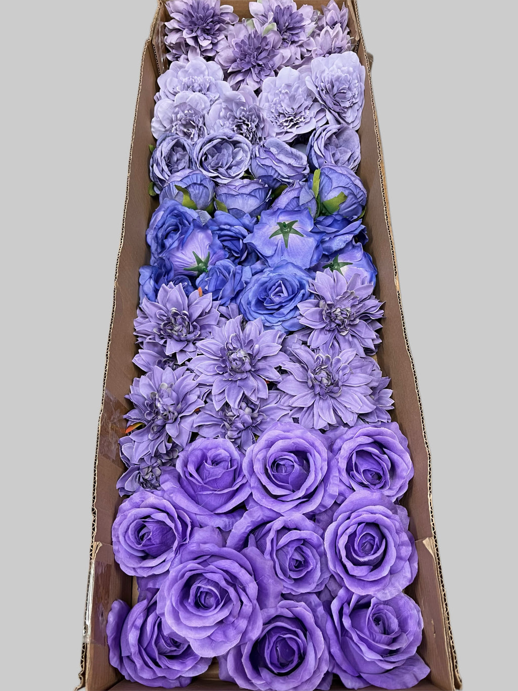 60 PCS All Purple Assorted Artificial Flower Heads C – Roses & Dahlias