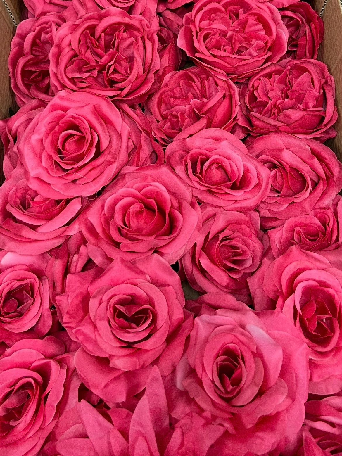 60 PCS All Fuchsia & Hot Pink Assorted Artificial Flower Heads (AH1), Peonies, Rose & Flame Chrysanthemums