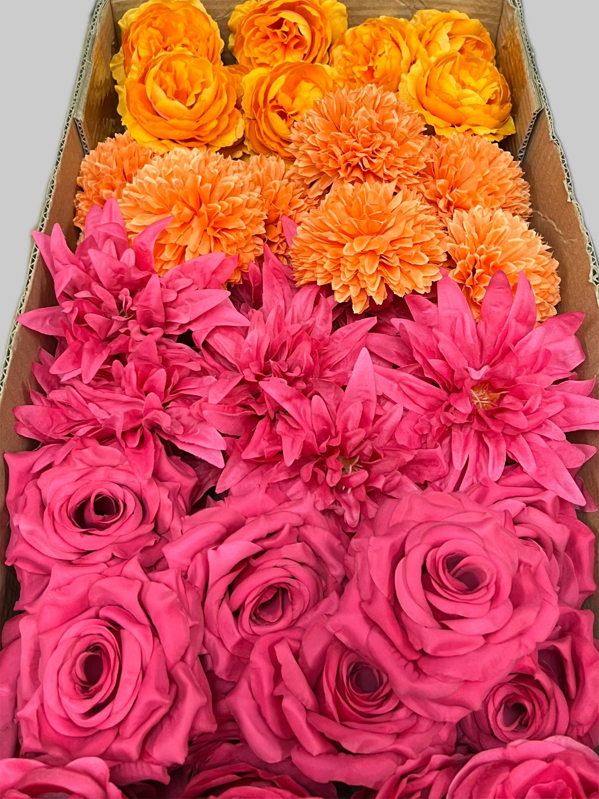 60/70 PCS Artificial Flower Heads (JS7), Mixed Colors for Wedding & DIY Decor