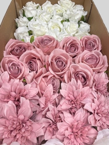 50/60 PCS Artificial Flower Heads(GS2) – Mixed Colors for Wedding & DIY Decor