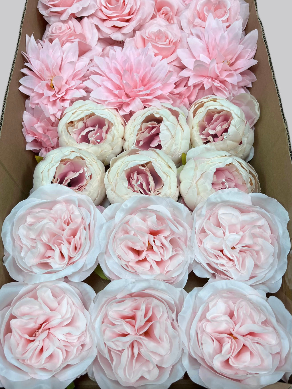 60 PCS All Pink Assorted Artificial Flower Heads (AP1AD2), Peonies, Rose, Dahlia, Carnation