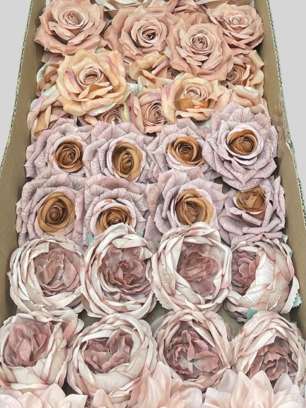50/60 PCS Artificial Flower Heads (OS3), Mixed Colors for Wedding & DIY Decor