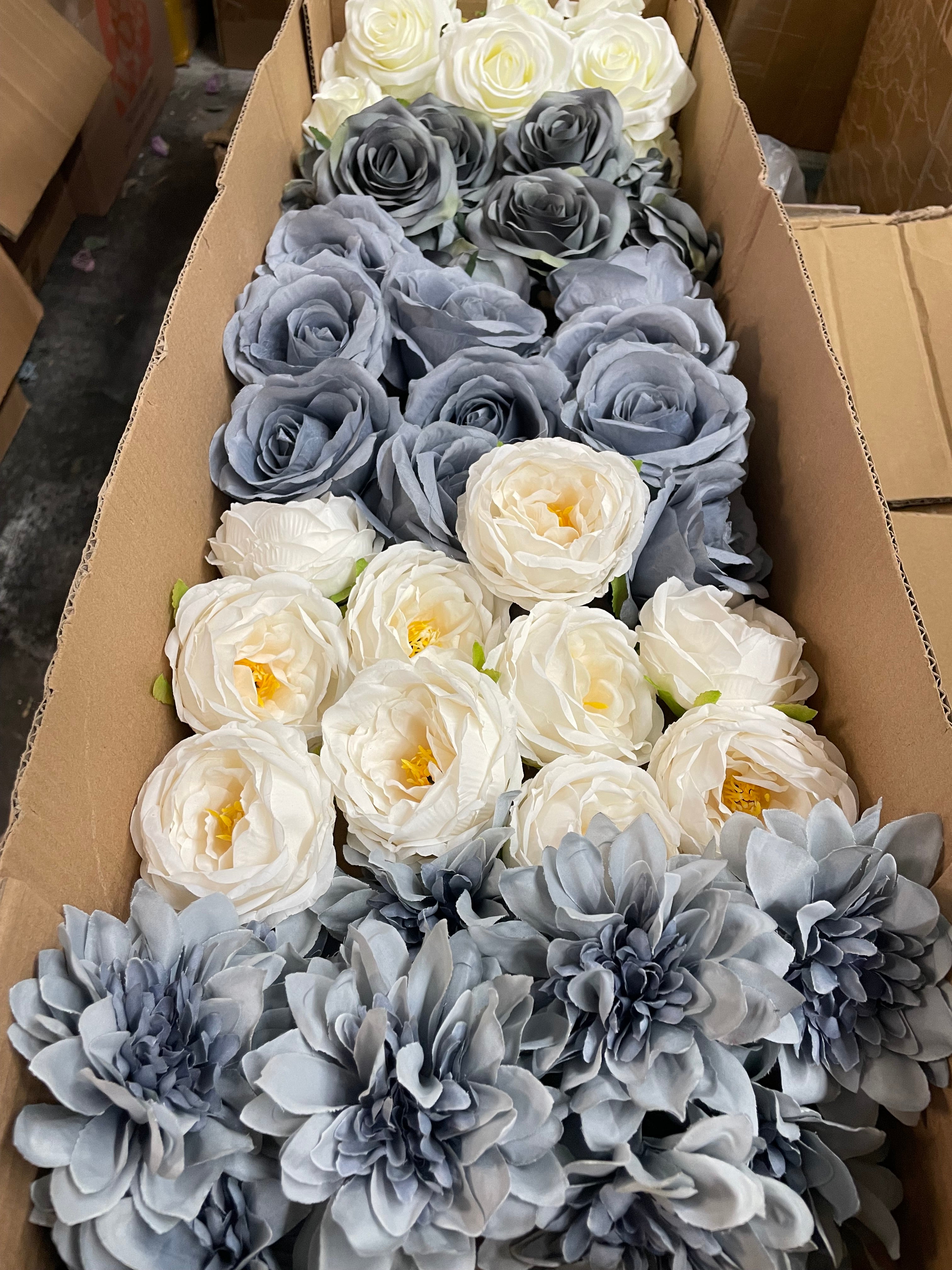 60/70 PCS Artificial Flower Heads(DS1) – Mixed Colors for Wedding & DIY Decor