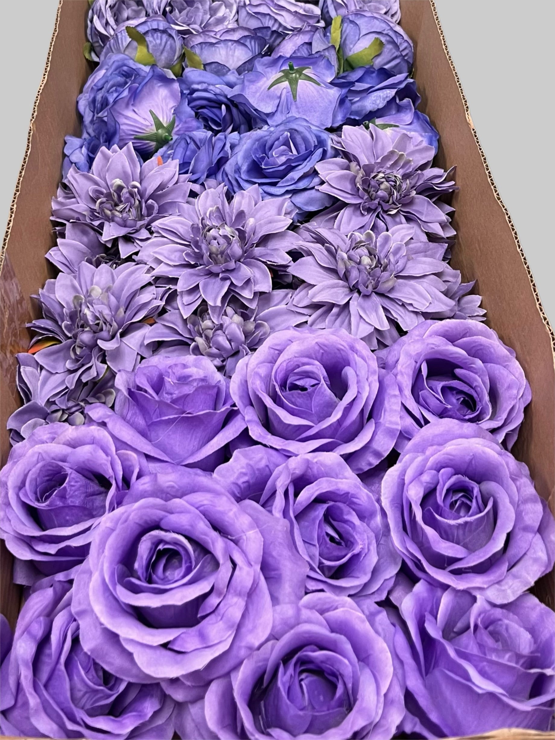 60 PCS All Purple Assorted Artificial Flower Heads C – Roses & Dahlias