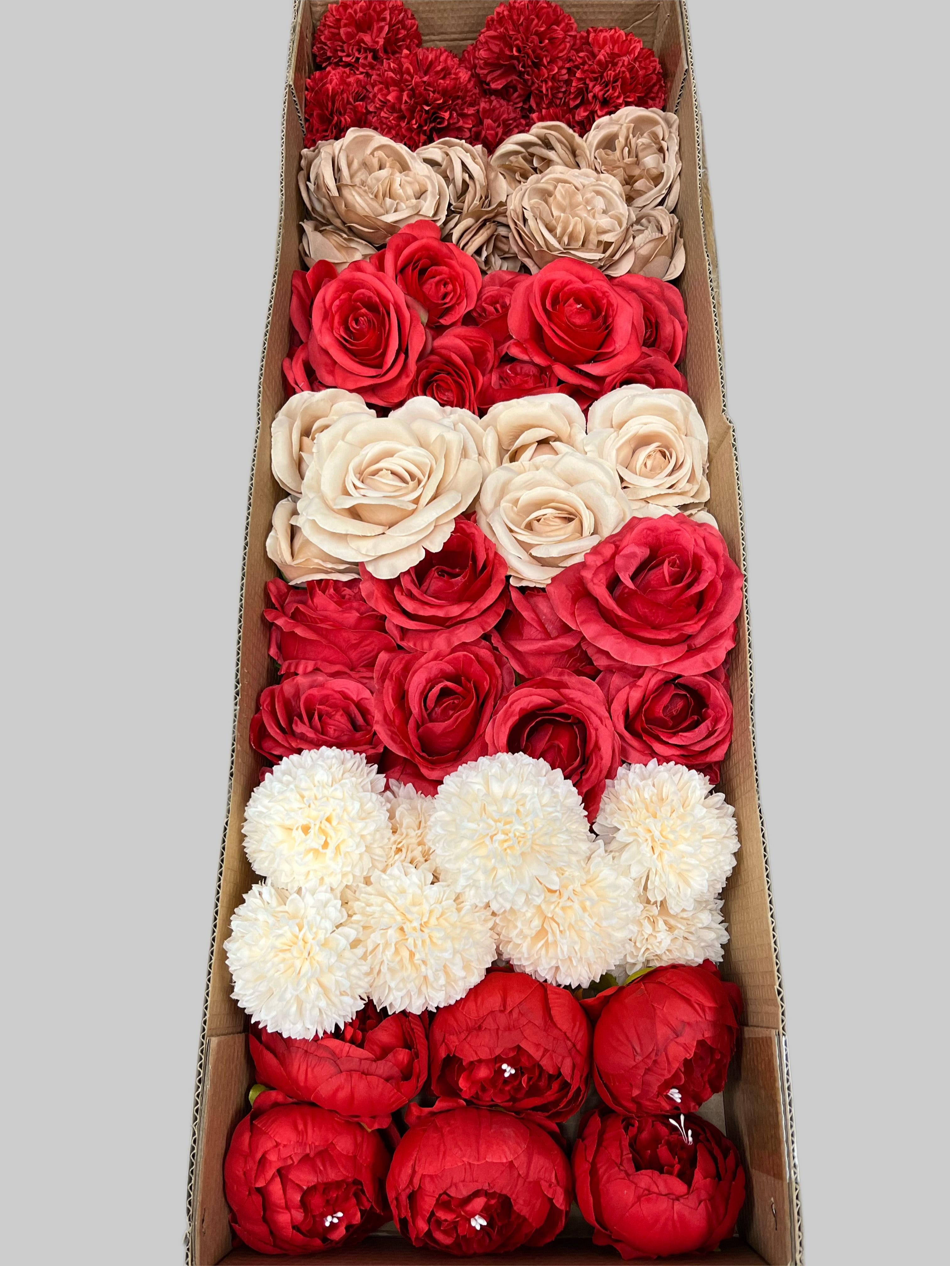 60/70 PCS Artificial Flower Heads (RM1), Mixed Colors for Wedding & DIY Decor