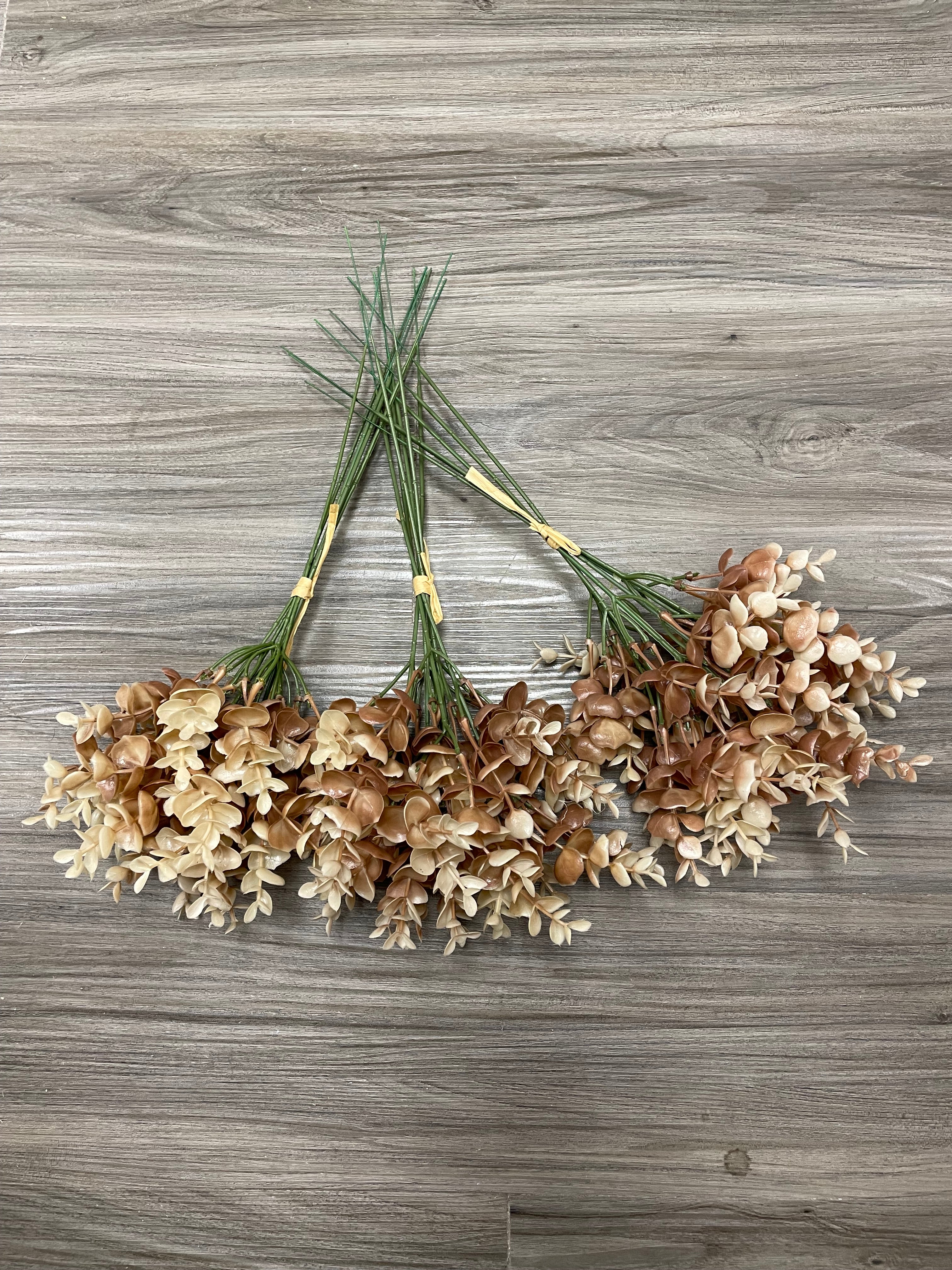 3Bunches/5Bunches Artificial Eucalyptus Stems, Warm Beige & Caramel, Wedding, Bouquet & Fall Decor (AF1)