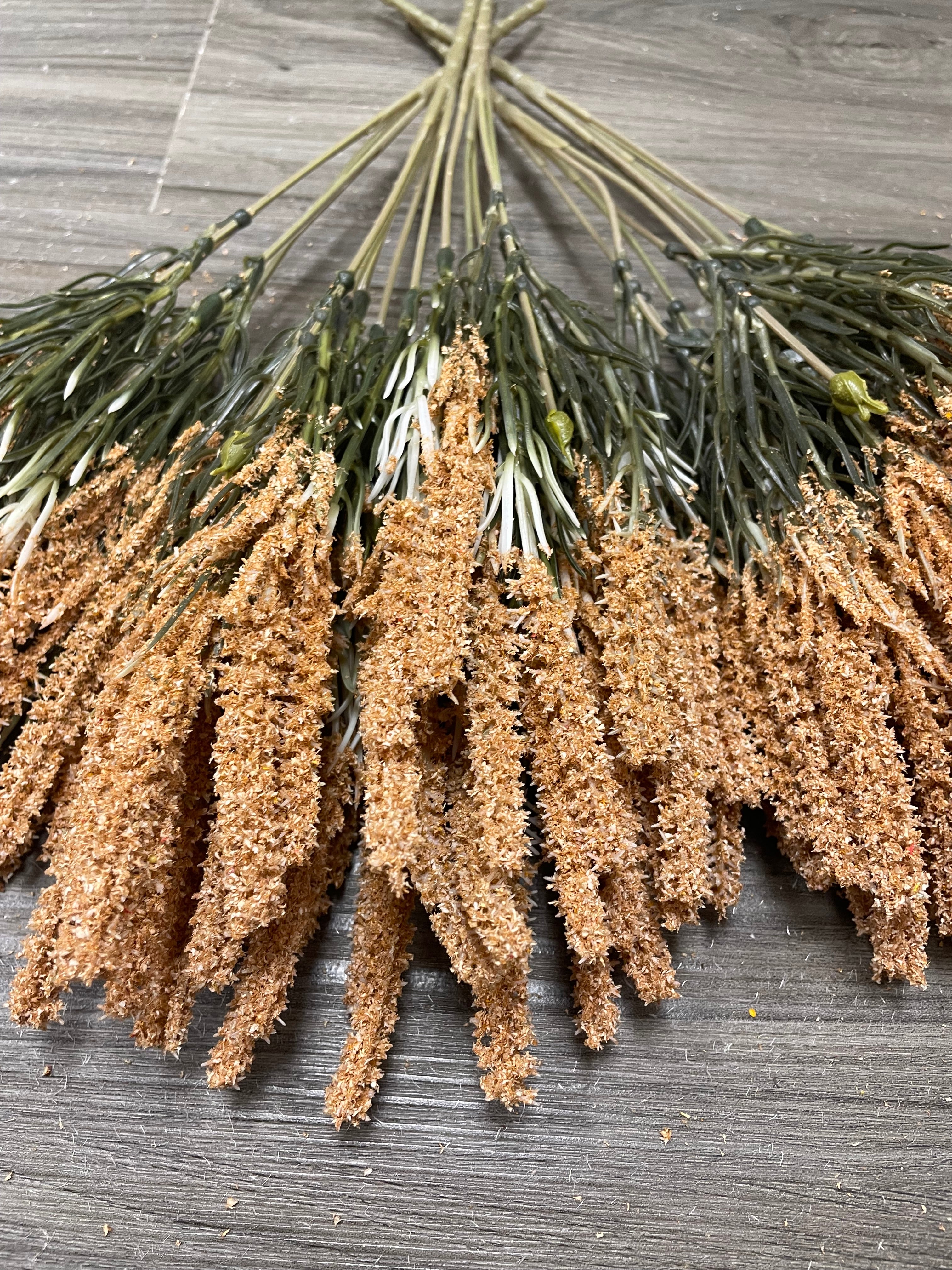 3Bunches/5Bunches Artificial Foxtail Grass Stems, Beige/Tan Dried Look Filler for Wedding, Bouquet & DIY Decor (AF2)