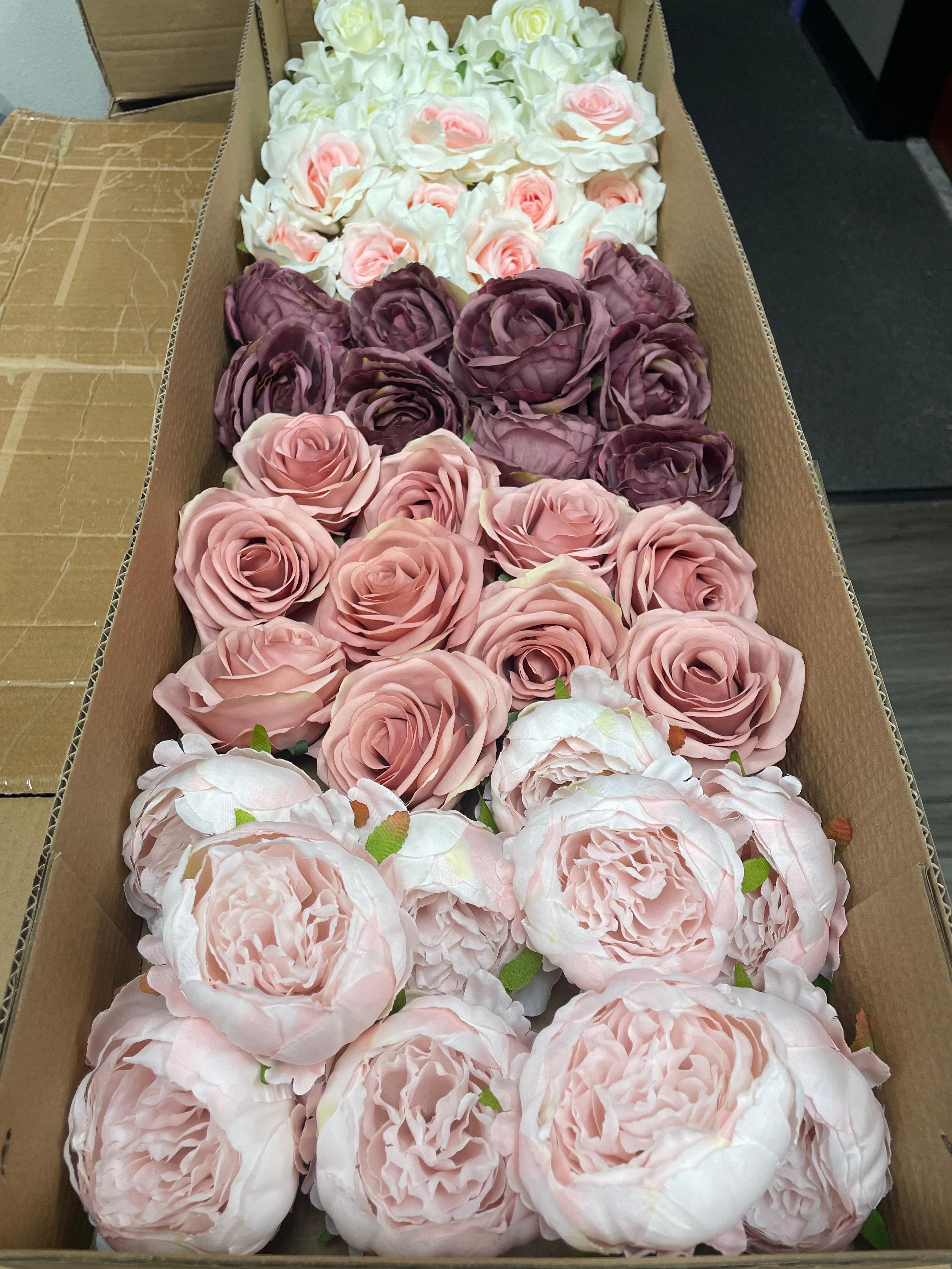60/70 PCS Artificial Flower Heads(ES1)– Mixed Colors for Wedding & DIY Decor