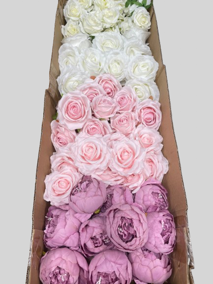 50/60 PCS Artificial Flower Heads(GS1) – Mixed Colors for Wedding & DIY Decor